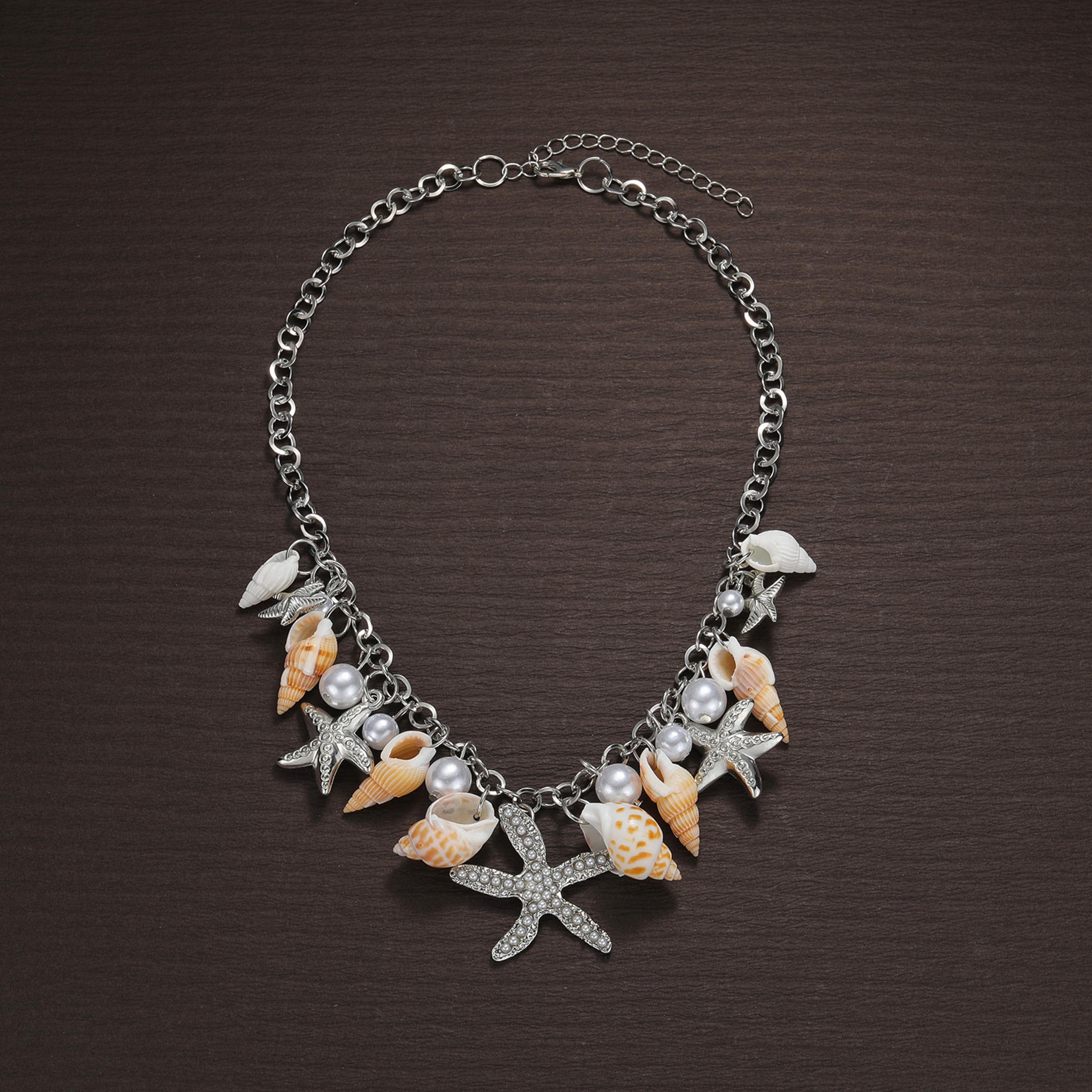 Bohemian Pearl Starfish Necklace For Women Beach Jewelry 4