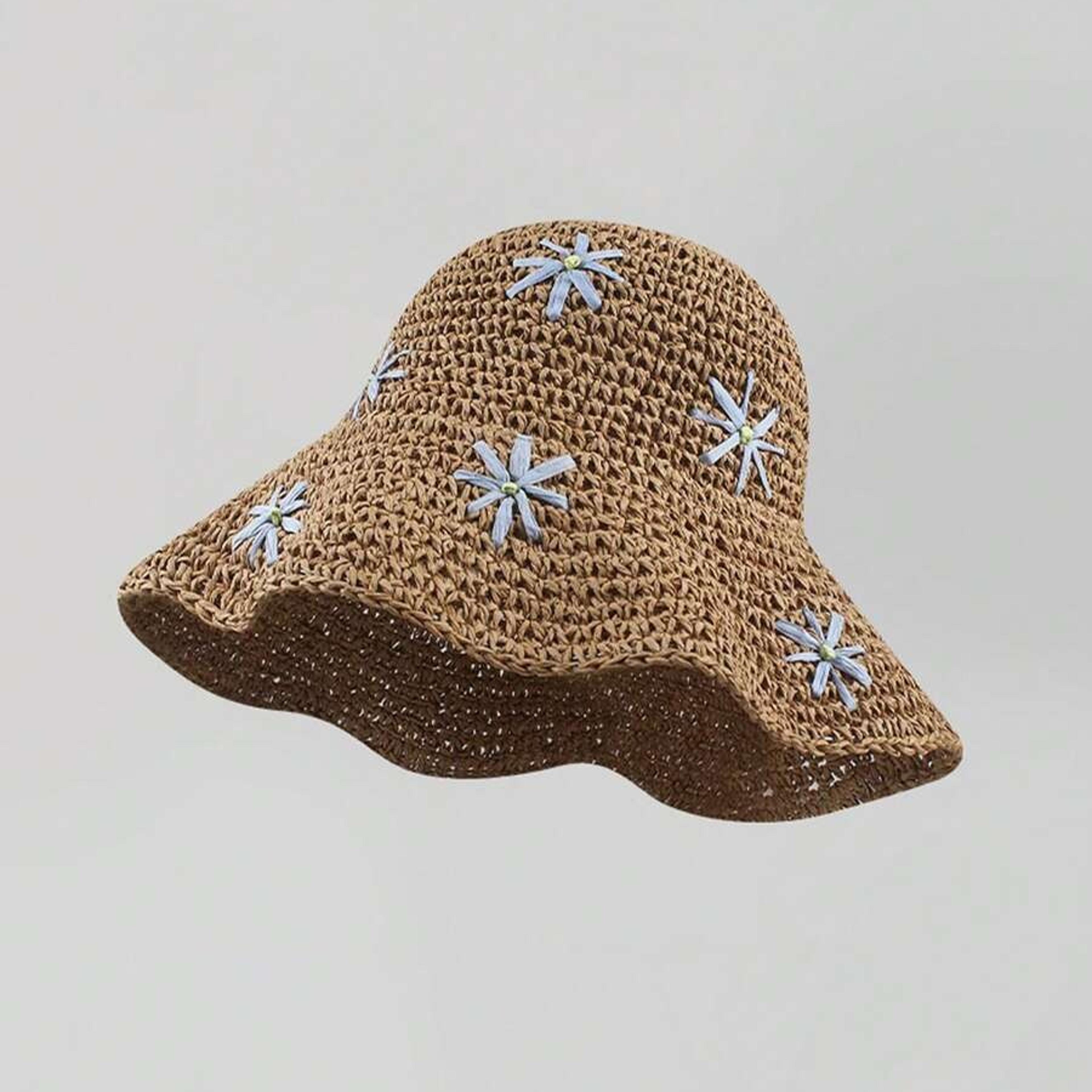 Packable Straw Sun Hat With Floral Accent 6