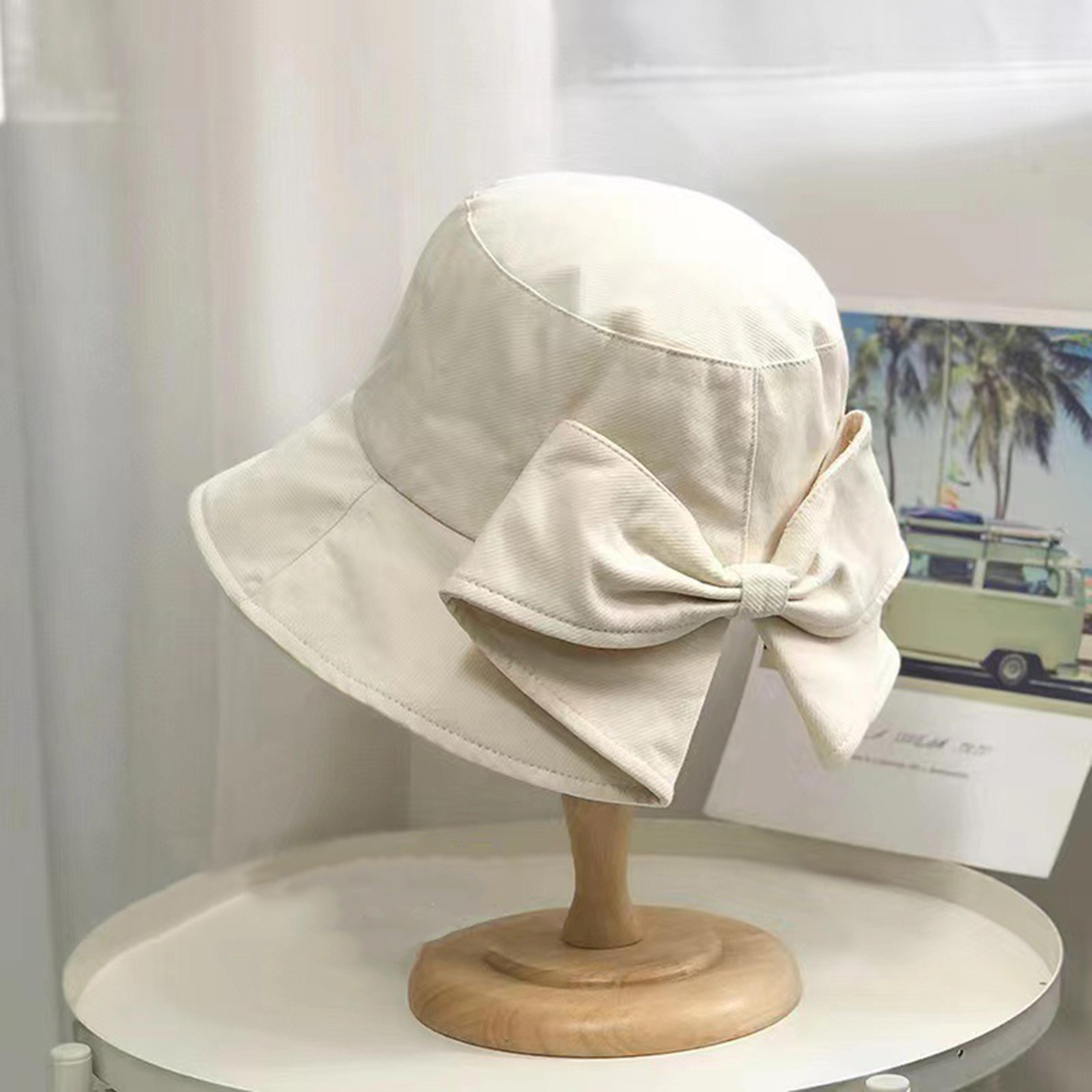 Japanese Style Bow Bucket Hat For Women Wide Brim Sun Protection 1