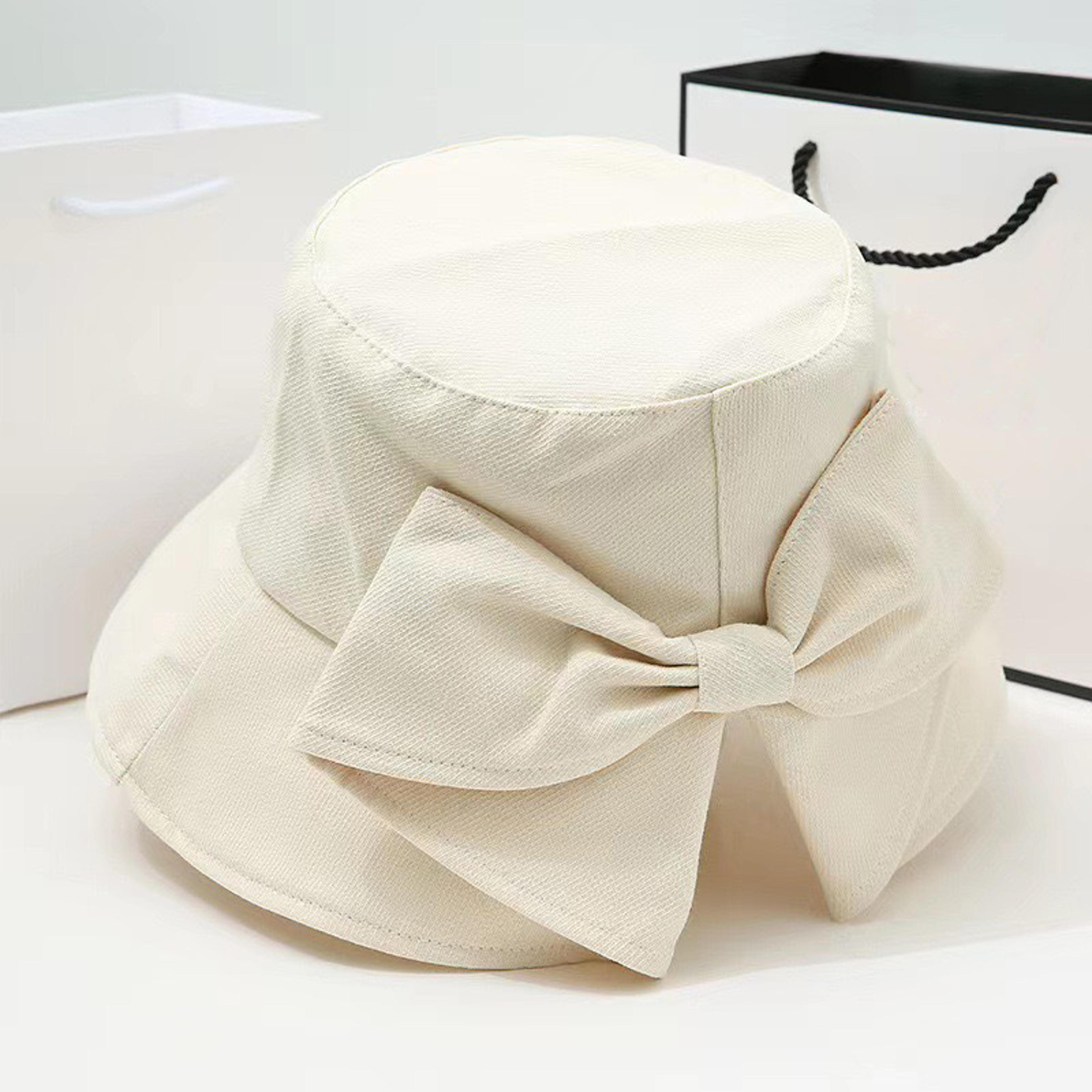 Japanese Style Bow Bucket Hat For Women Wide Brim Sun Protection 4