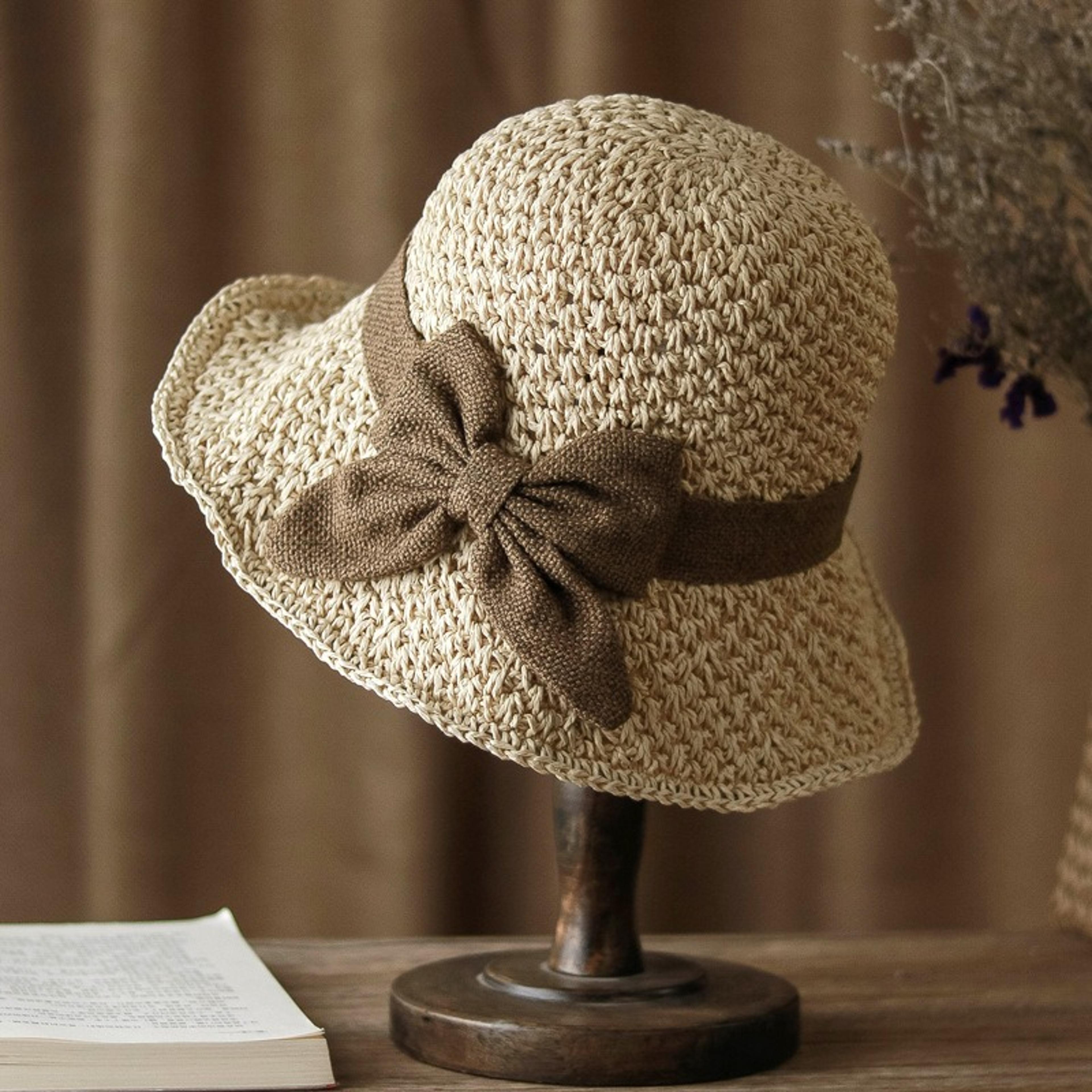 Handcrafted Straw Sun Hat Wide Brim Foldable Beach Hat For Women 4