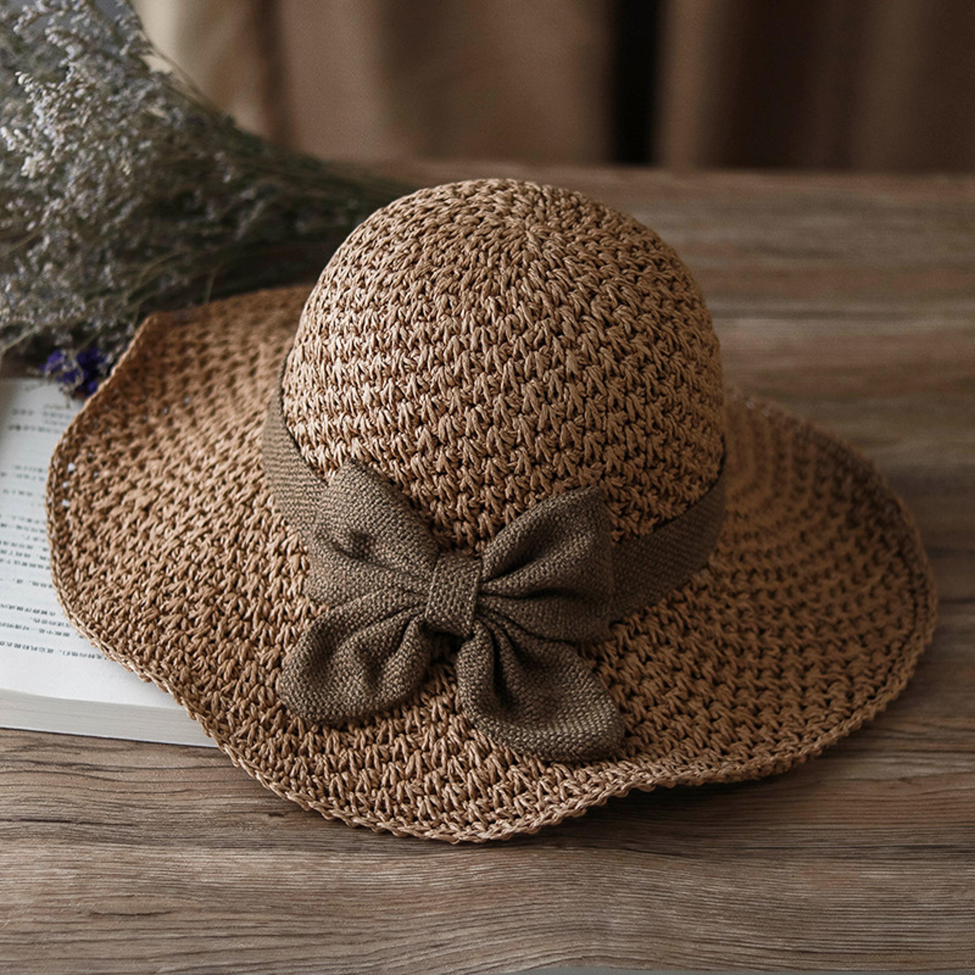 Handcrafted Straw Sun Hat Wide Brim Foldable Beach Hat For Women 7