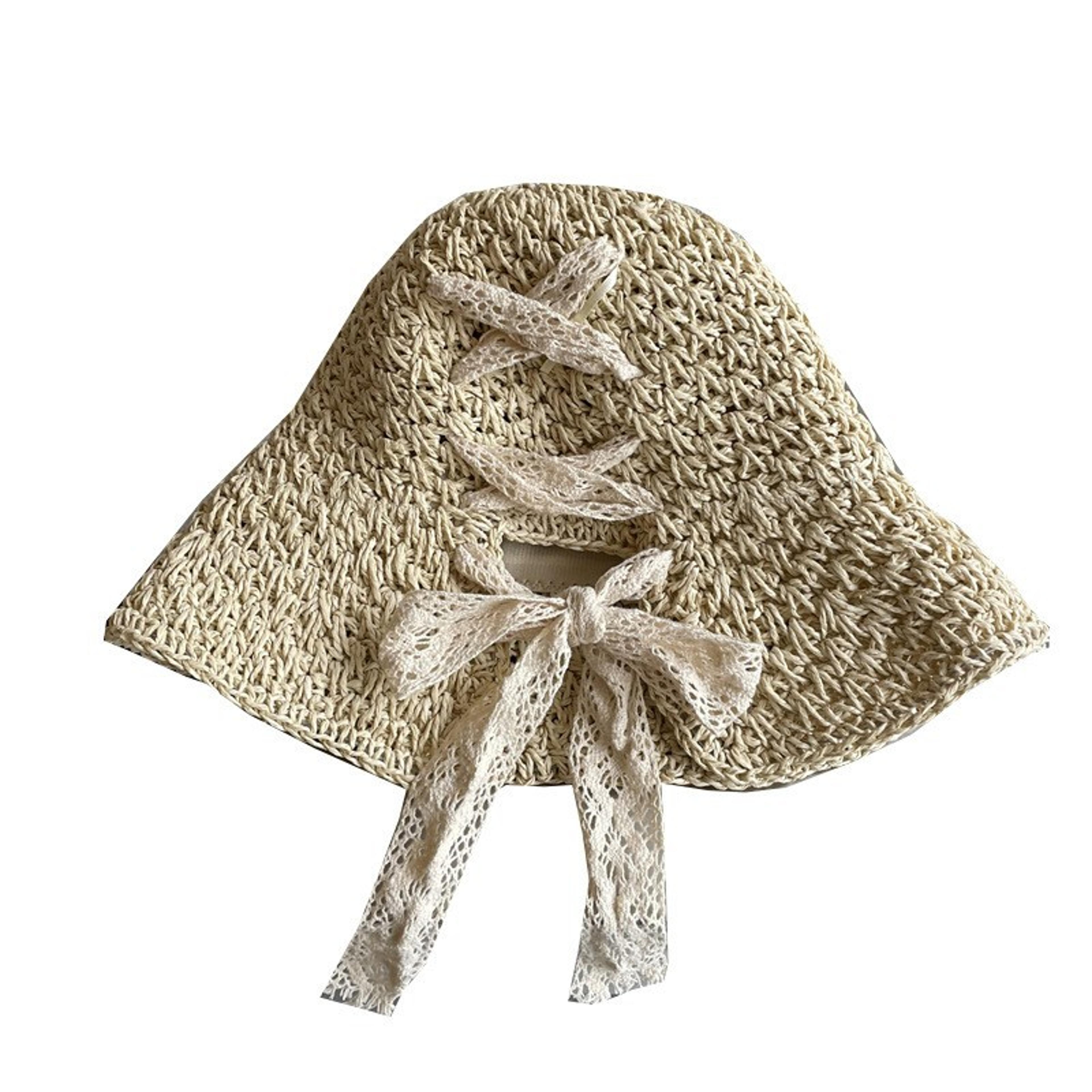 Aesthetic Lace Bow Summer Sun Hat 3