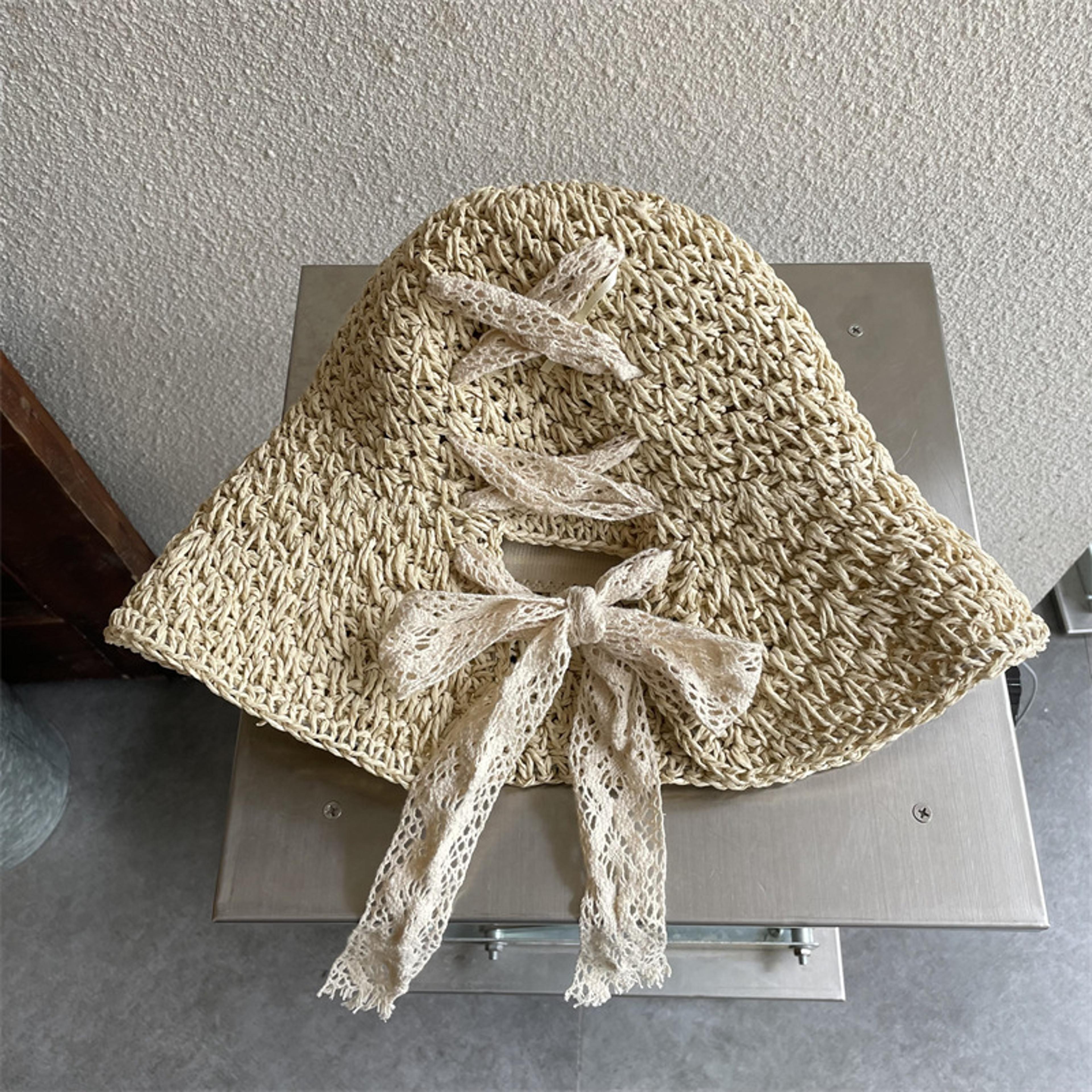 Aesthetic Lace Bow Summer Sun Hat 5