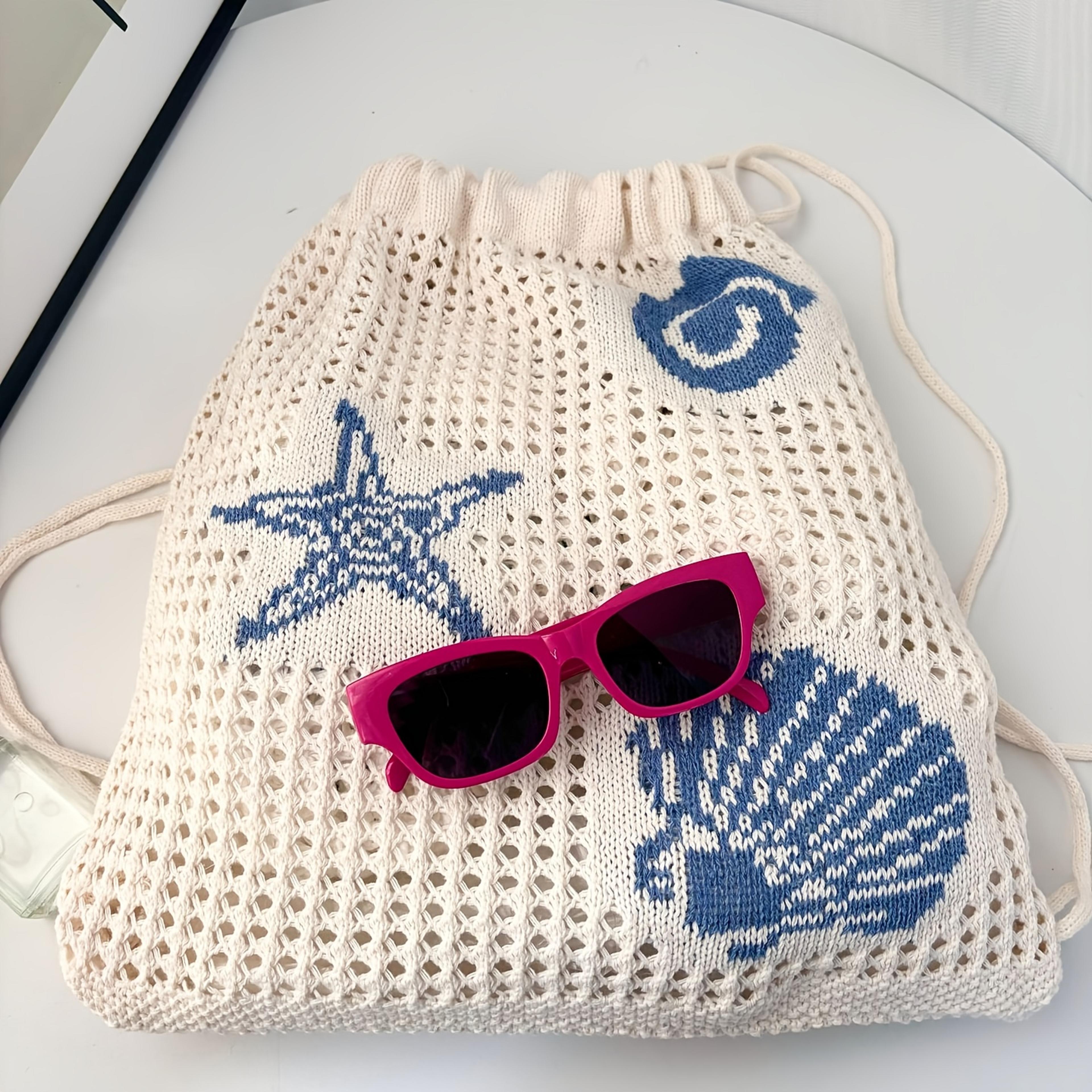 Summer Mesh Beach Backpack With Shell Decor 2