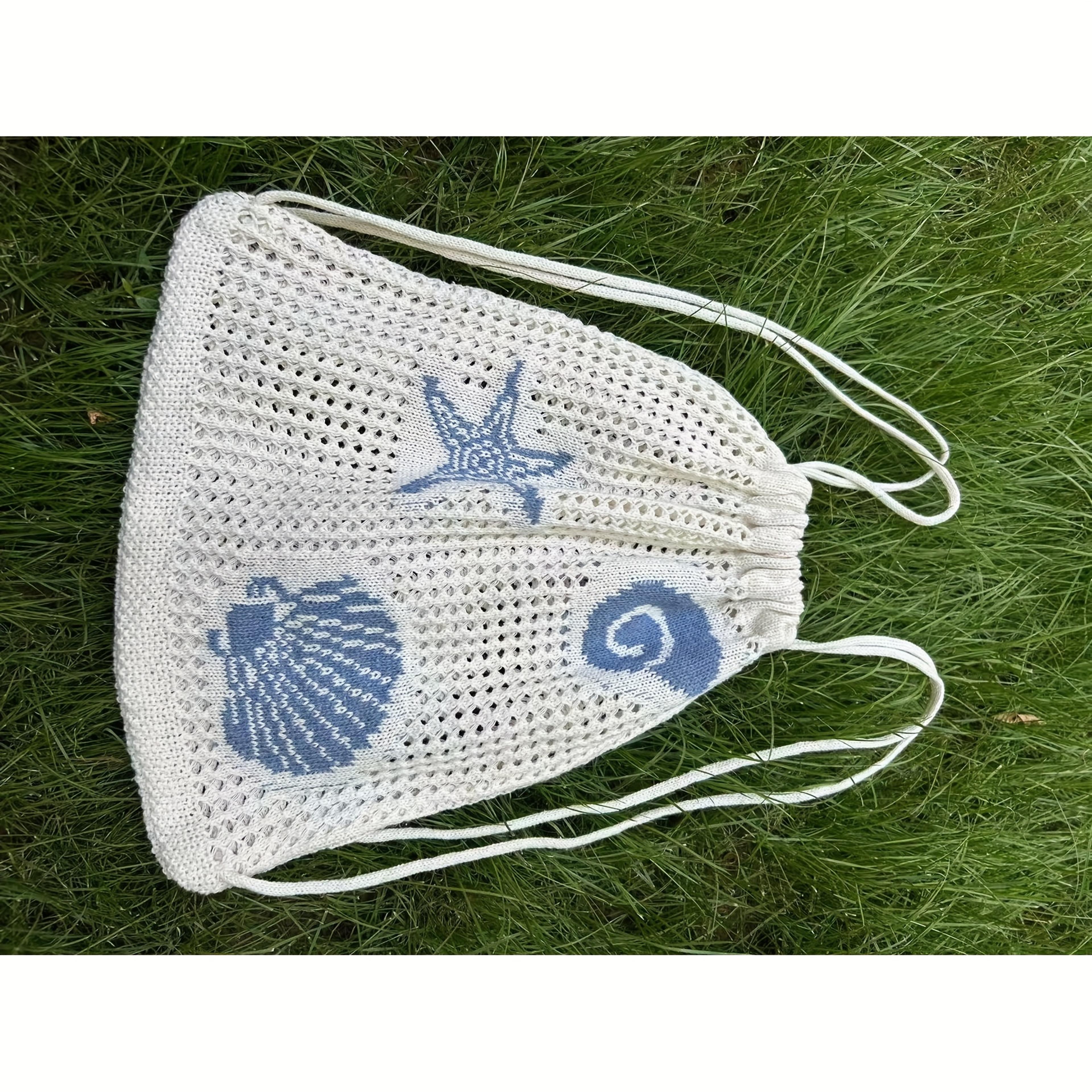 Summer Mesh Beach Backpack With Shell Decor 4