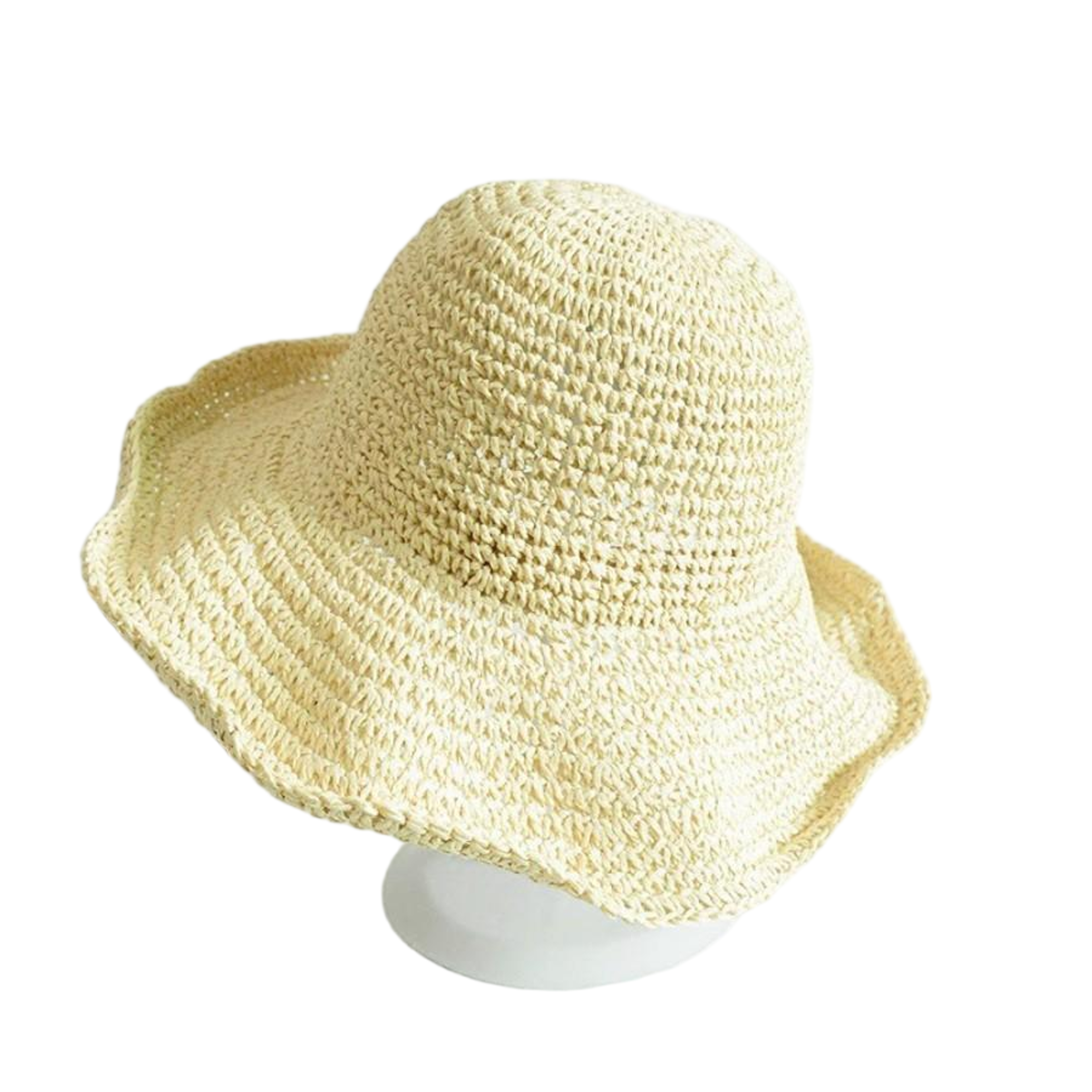 Foldable Straw Sun Hat For Women Breathable Beach Bucket Hat 5
