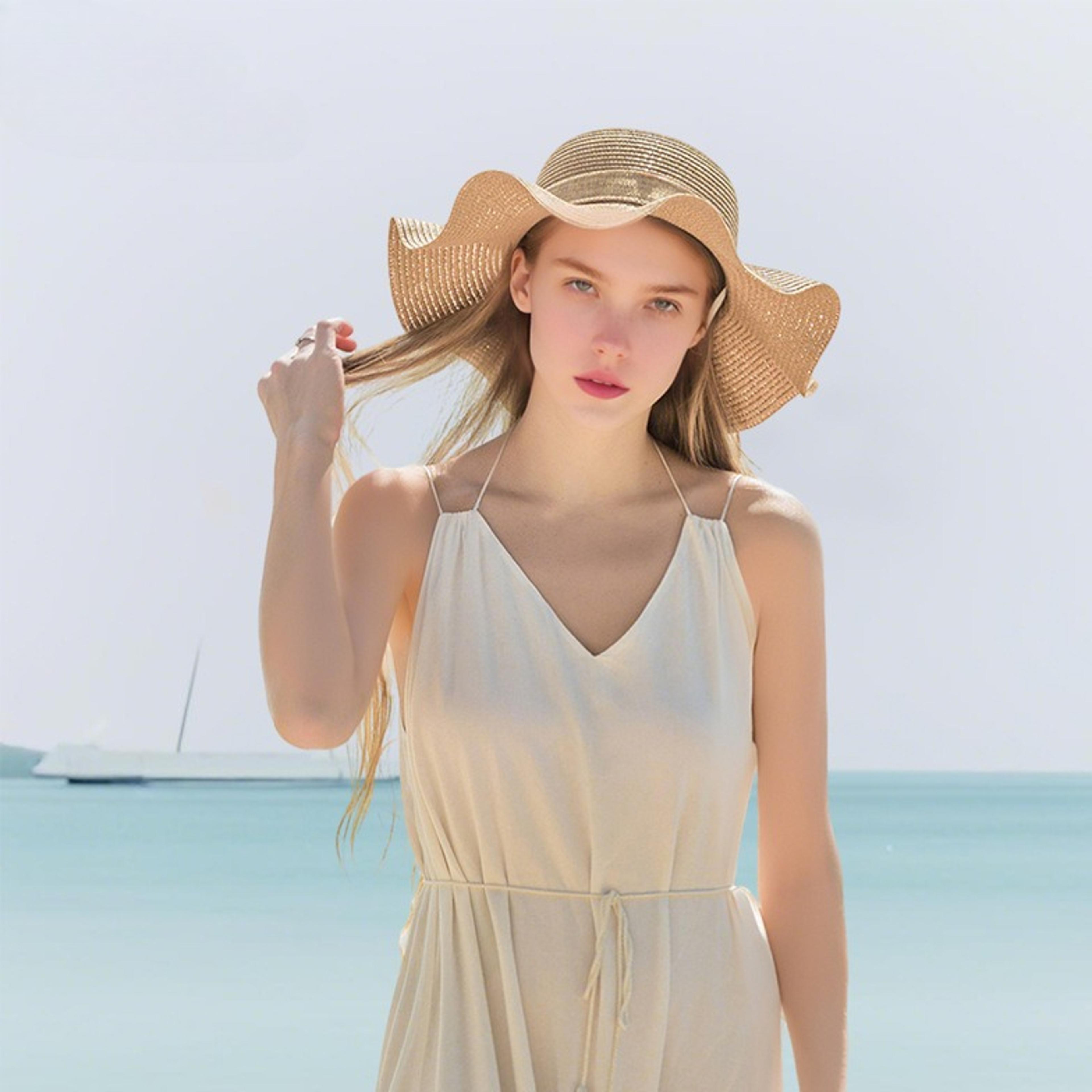 Luxe Oversize Straw Beach Hat With Bow For Women 1