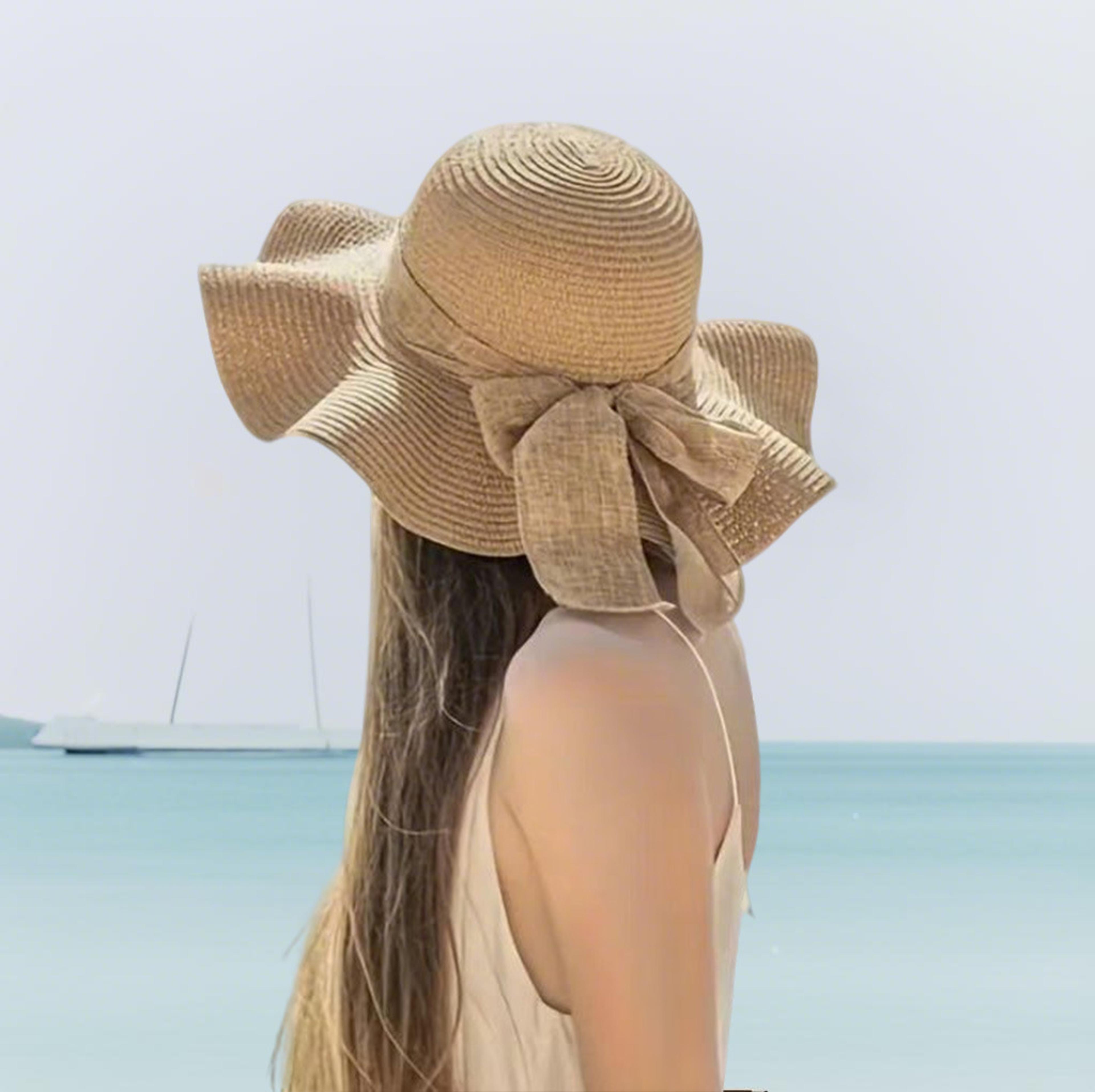 Luxe Oversize Straw Beach Hat With Bow For Women 2