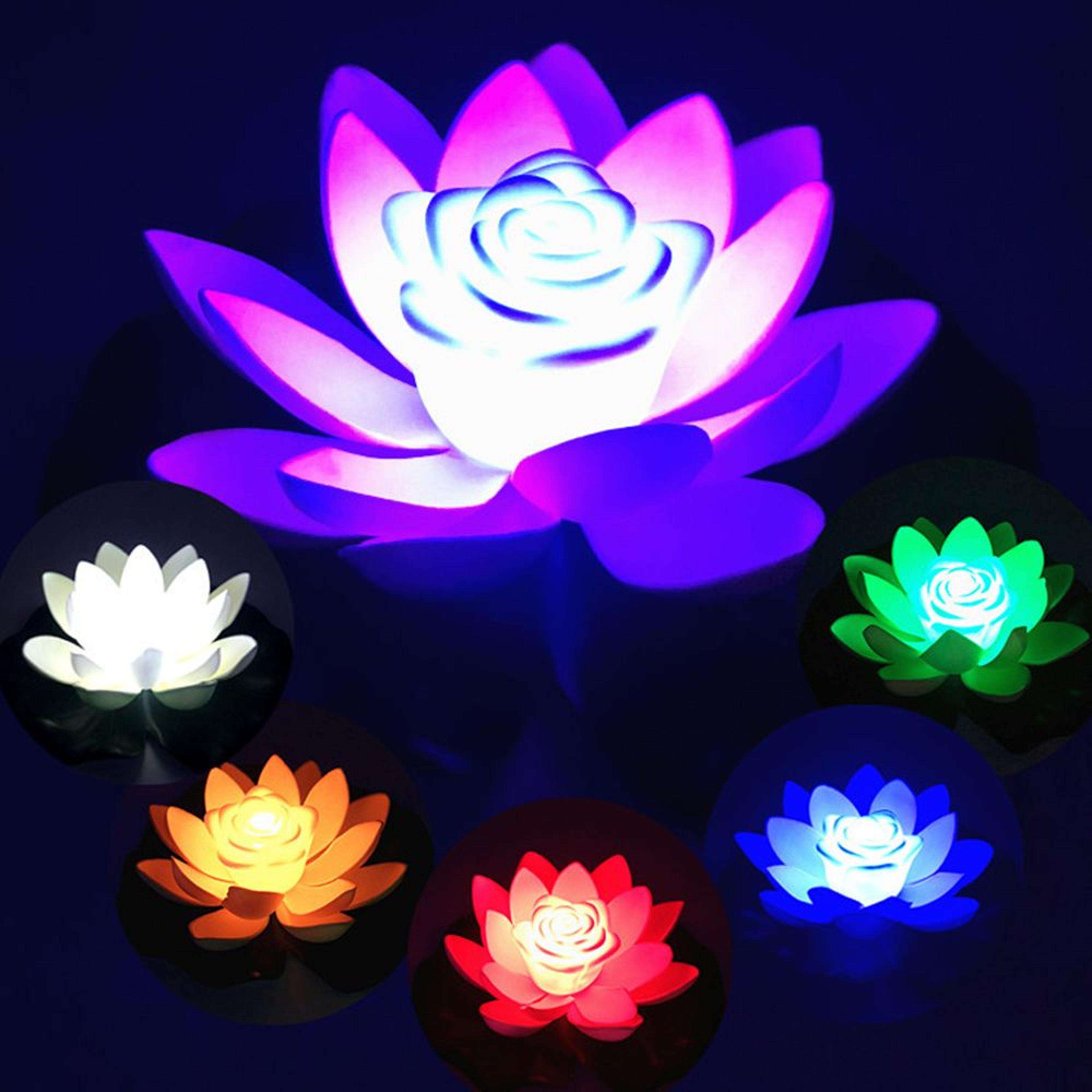 floating rgb led lotus flower light, garden pond pool decor lamp, colorful water fountain decoration