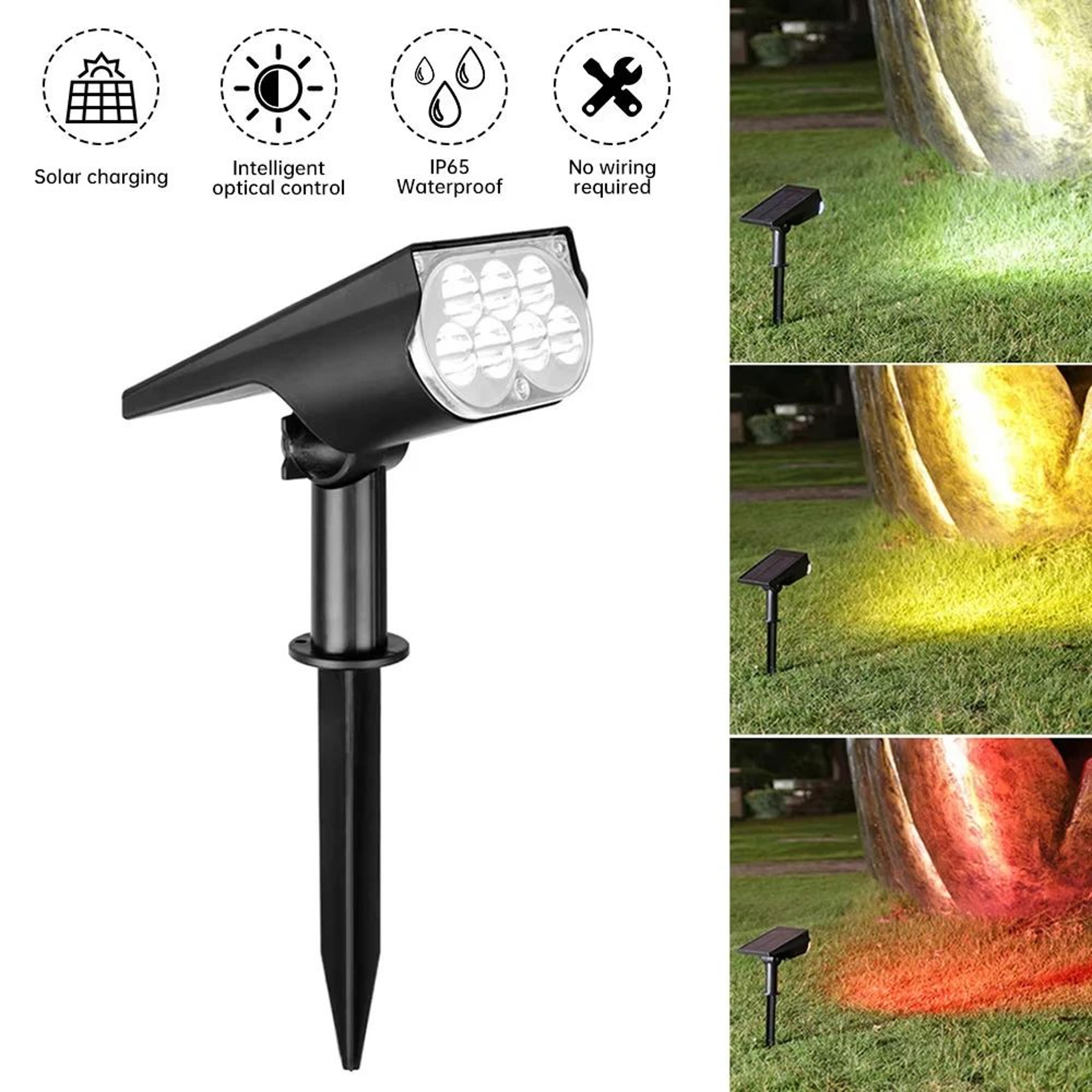 ultra bright 7led solar light spotlights, outdoor landscape wall light, waterproof adjustable lawn garden yard lighting