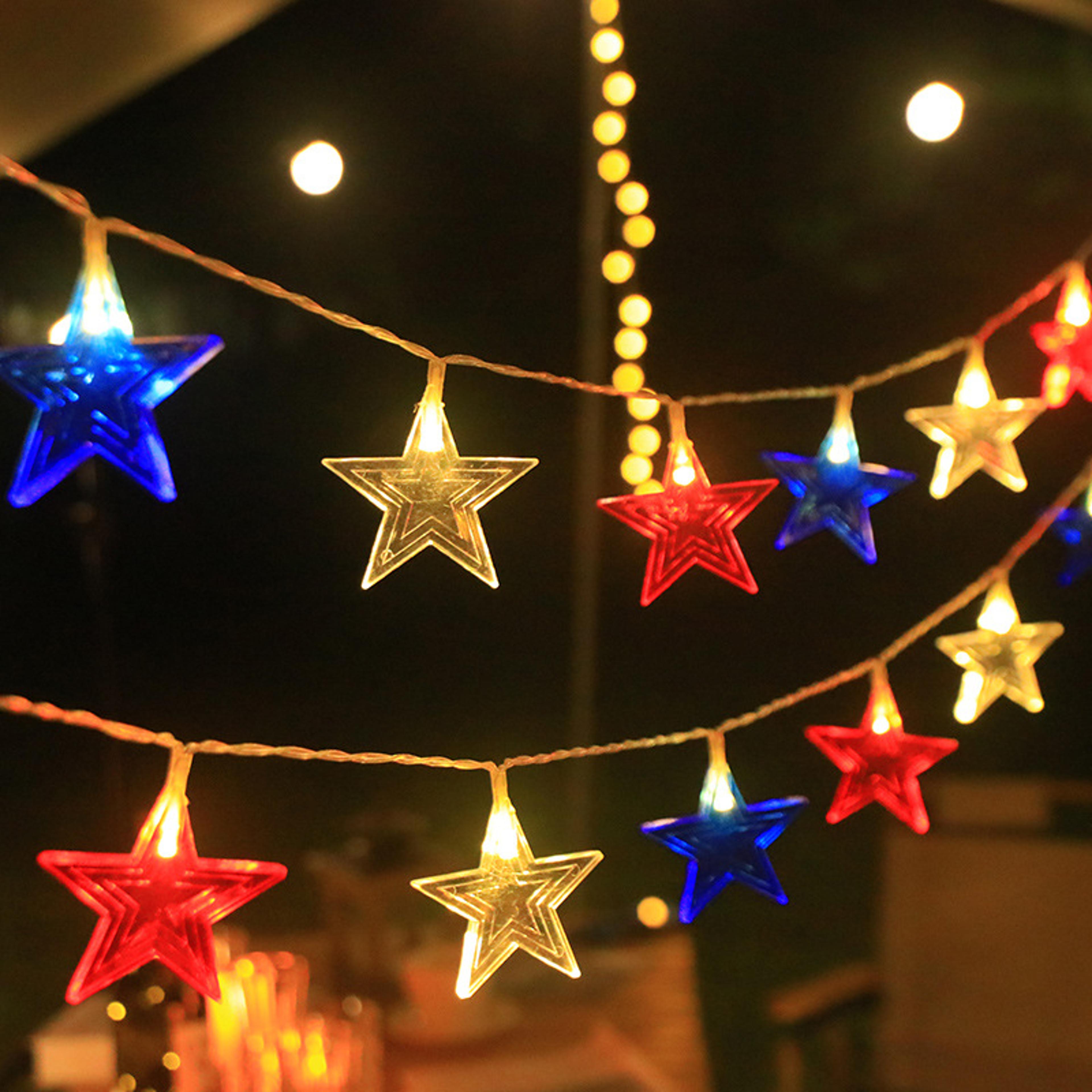 outdoor fairy lights solar powered stars string light, waterproof 8 modes for patio, yard, party, christmas decorations