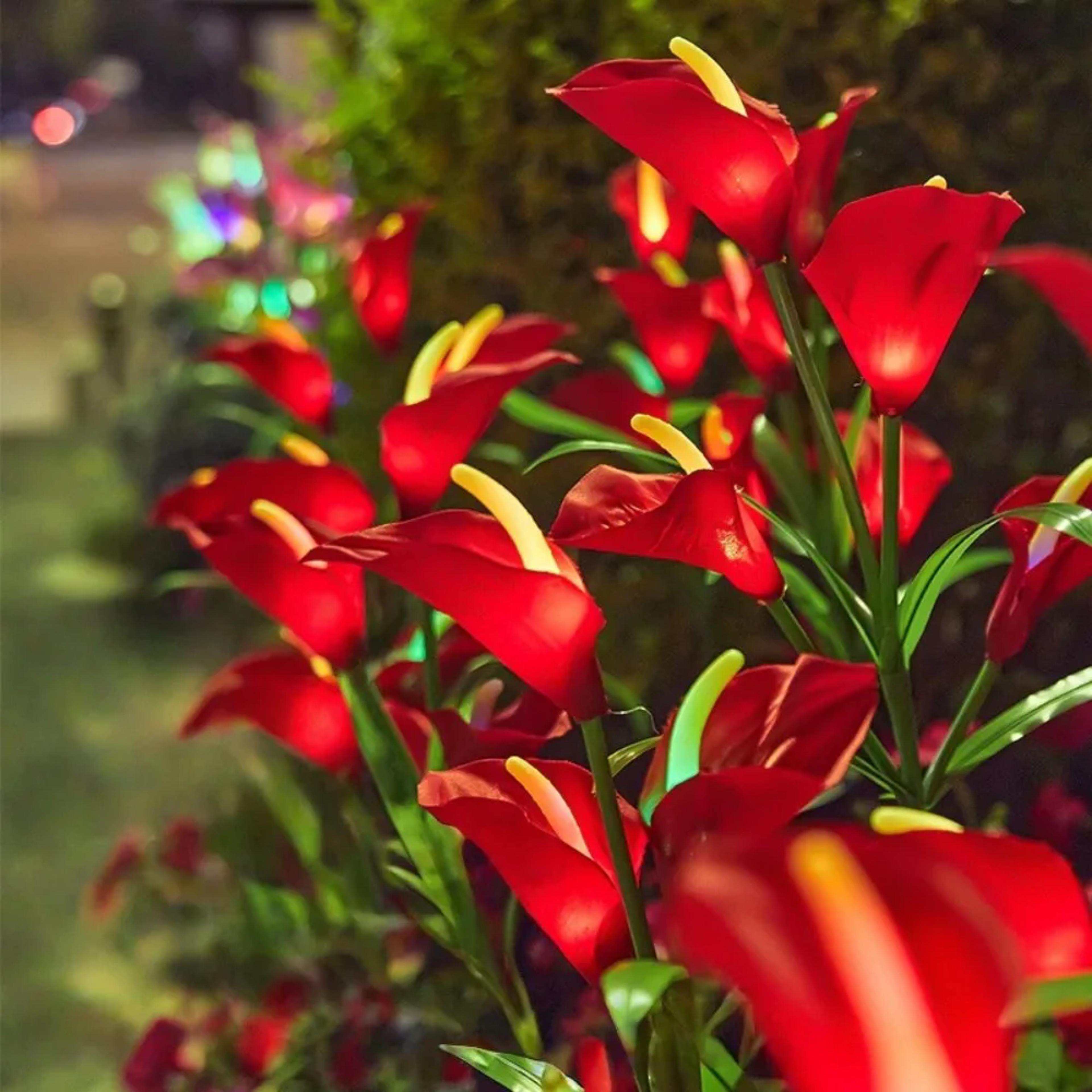 calla lily solar-powered led yard lights, floral garden light decor lamp, waterproof outdoor lawn lighting