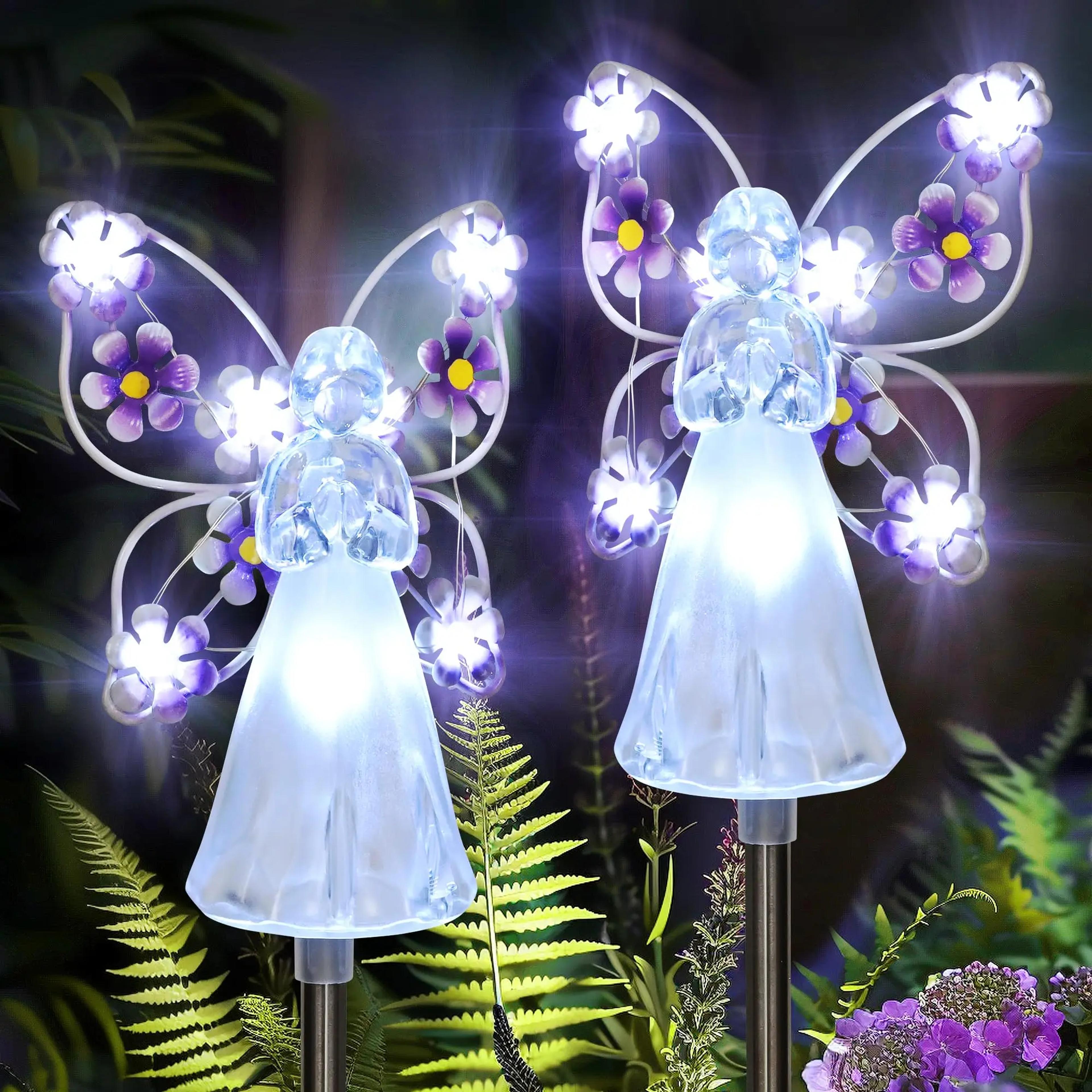 angel solar garden light outdoor waterproof pathway decoration, solar landscape lights, grave cemetery sympathy gift