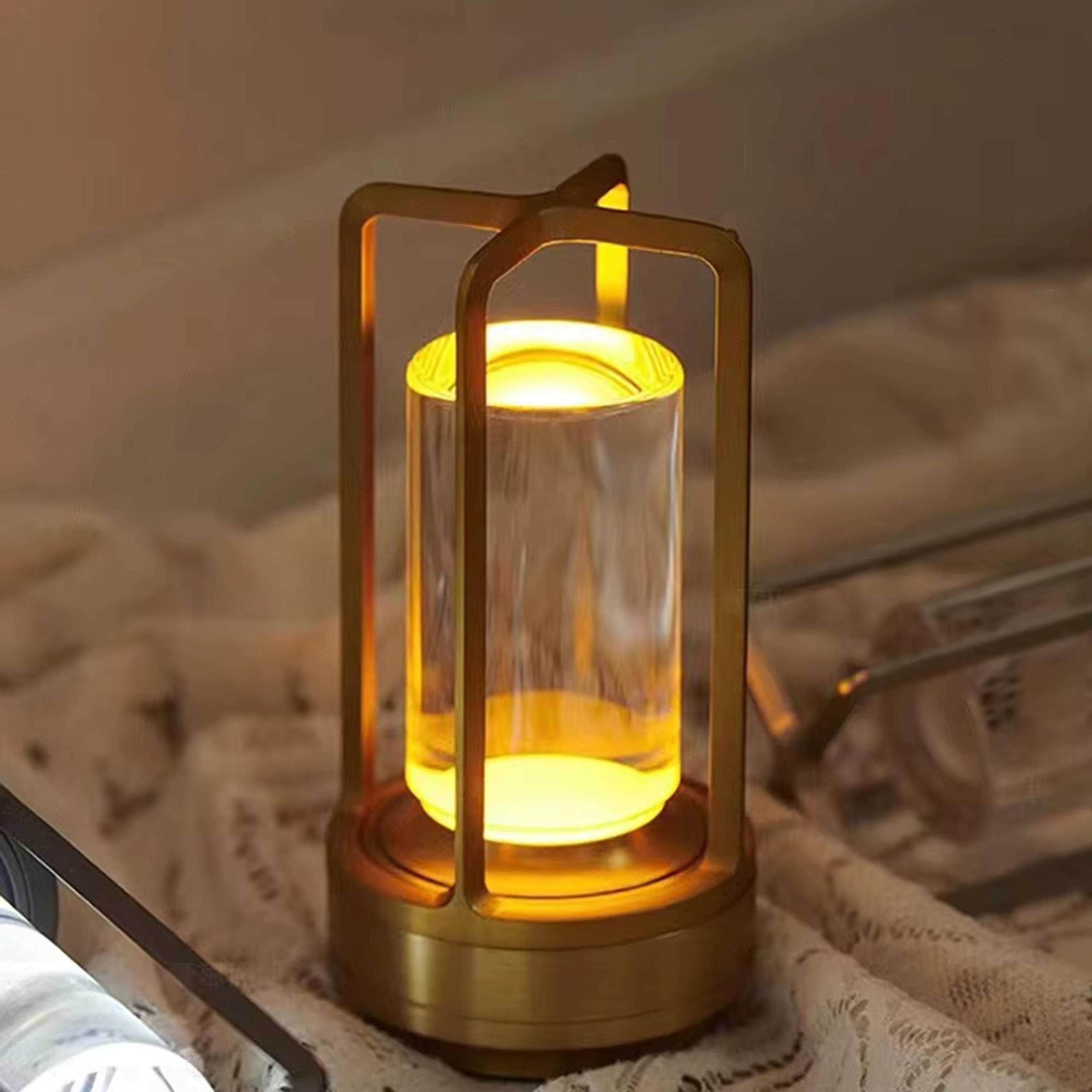 rechargeable cordless crystal table lamp – portable battery desk light, led crystal lantern lamp for home & restaurant