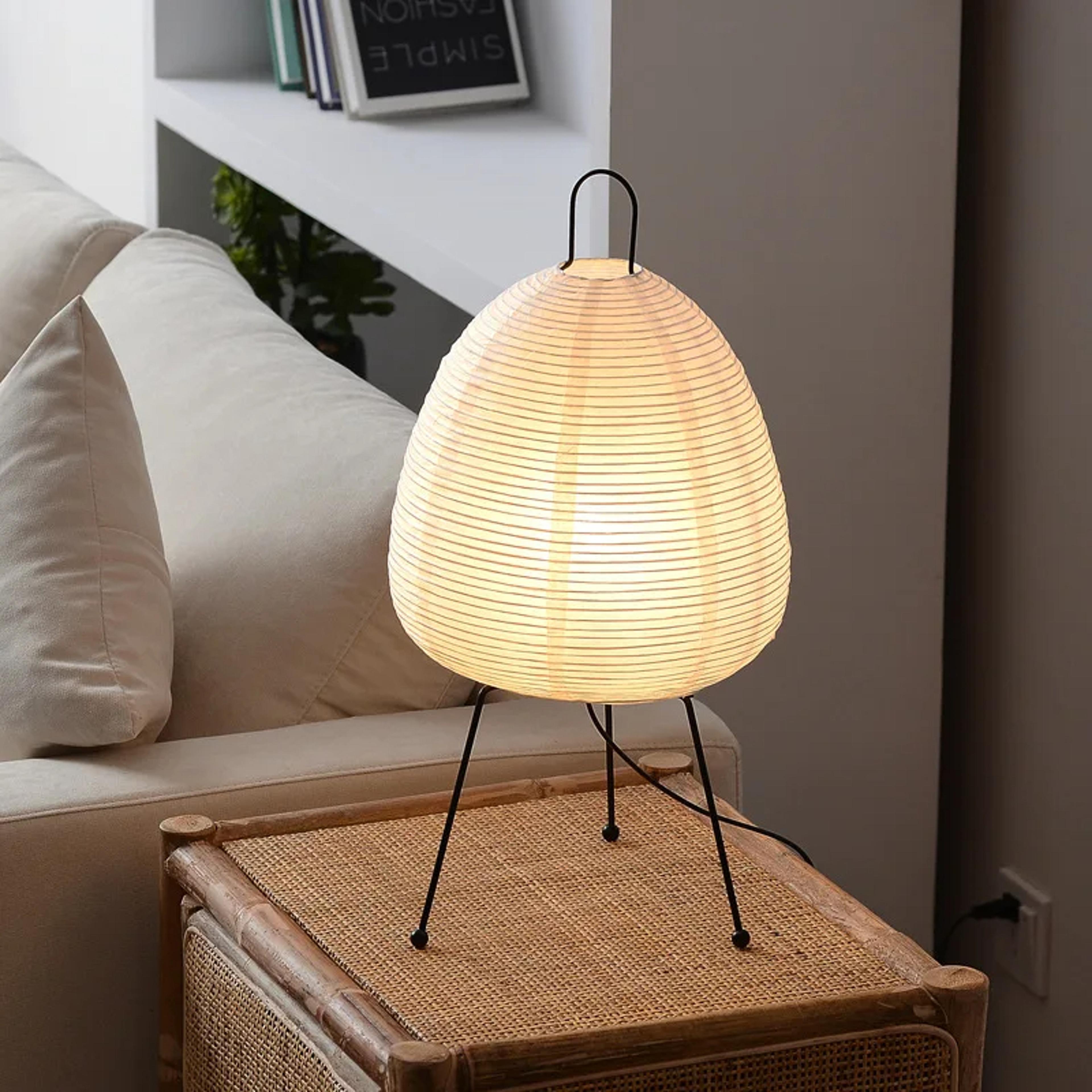 japanese style rice paper table lamp – akari noguchi dimmable japanese paper lantern lamp, wabi-sabi home lighting