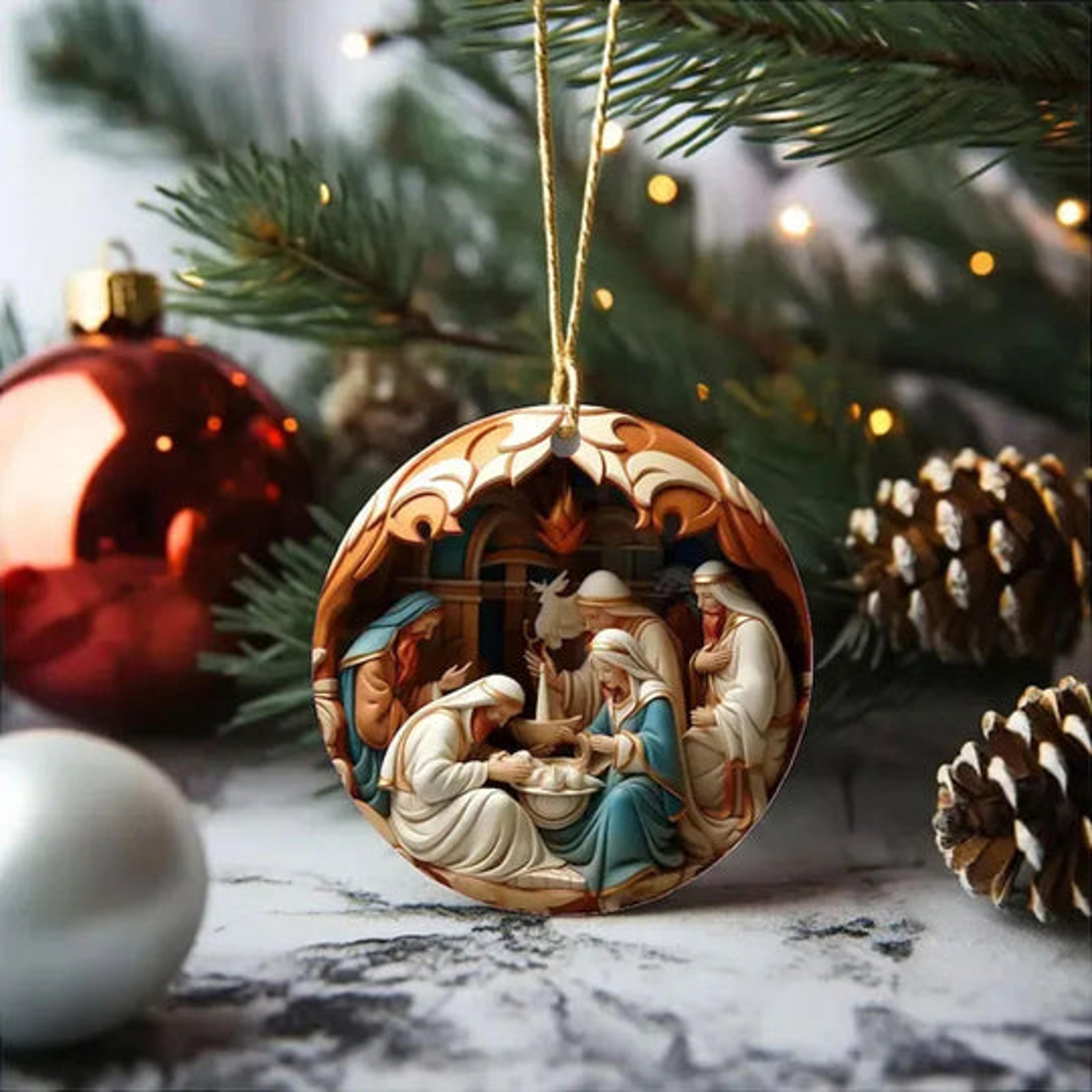christmas jesus nativity ceramic ornaments – christian christmas decorations, christmas gift