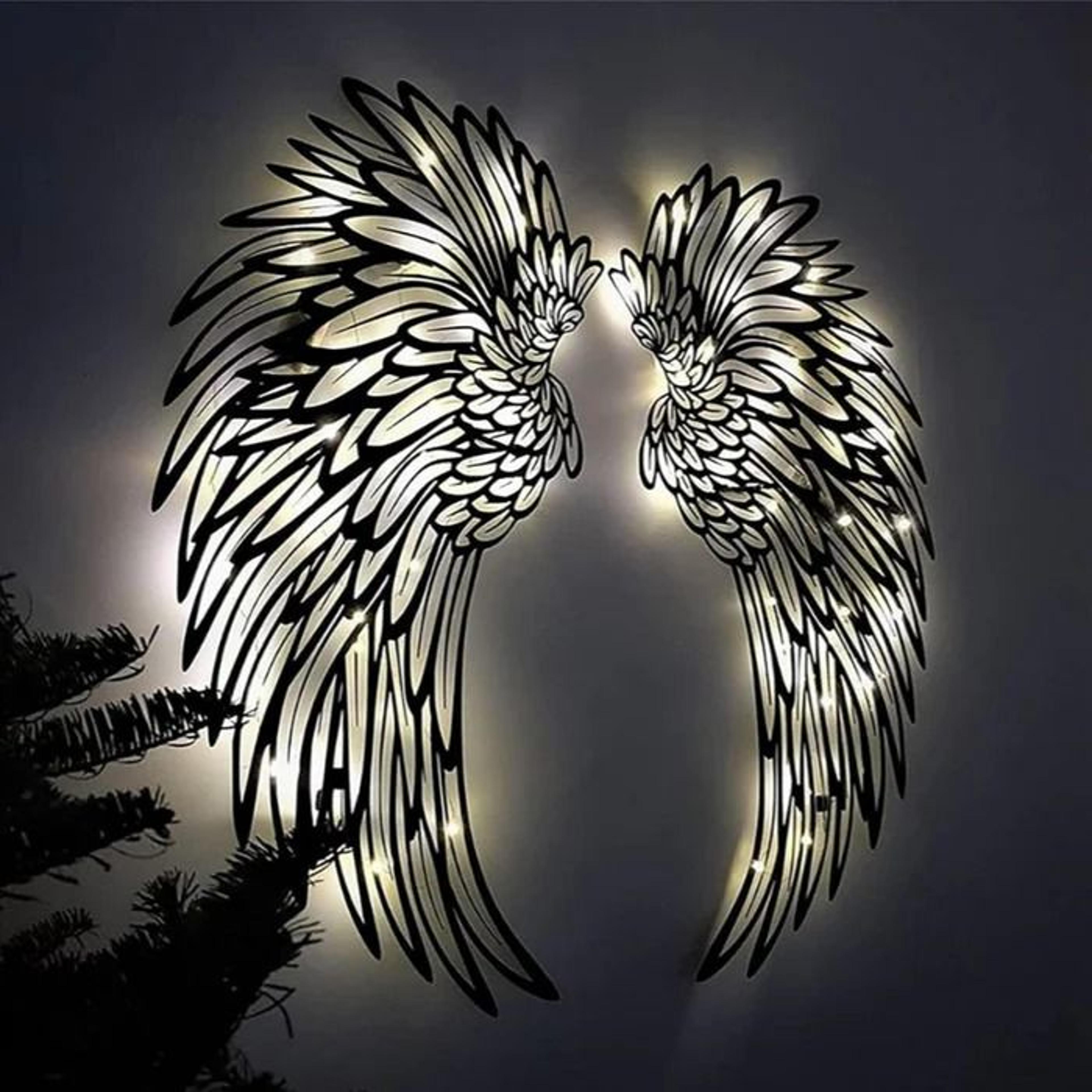 Black Angel Wings Wall Art With LED Lights Luminous Angel Feather Wings 4
