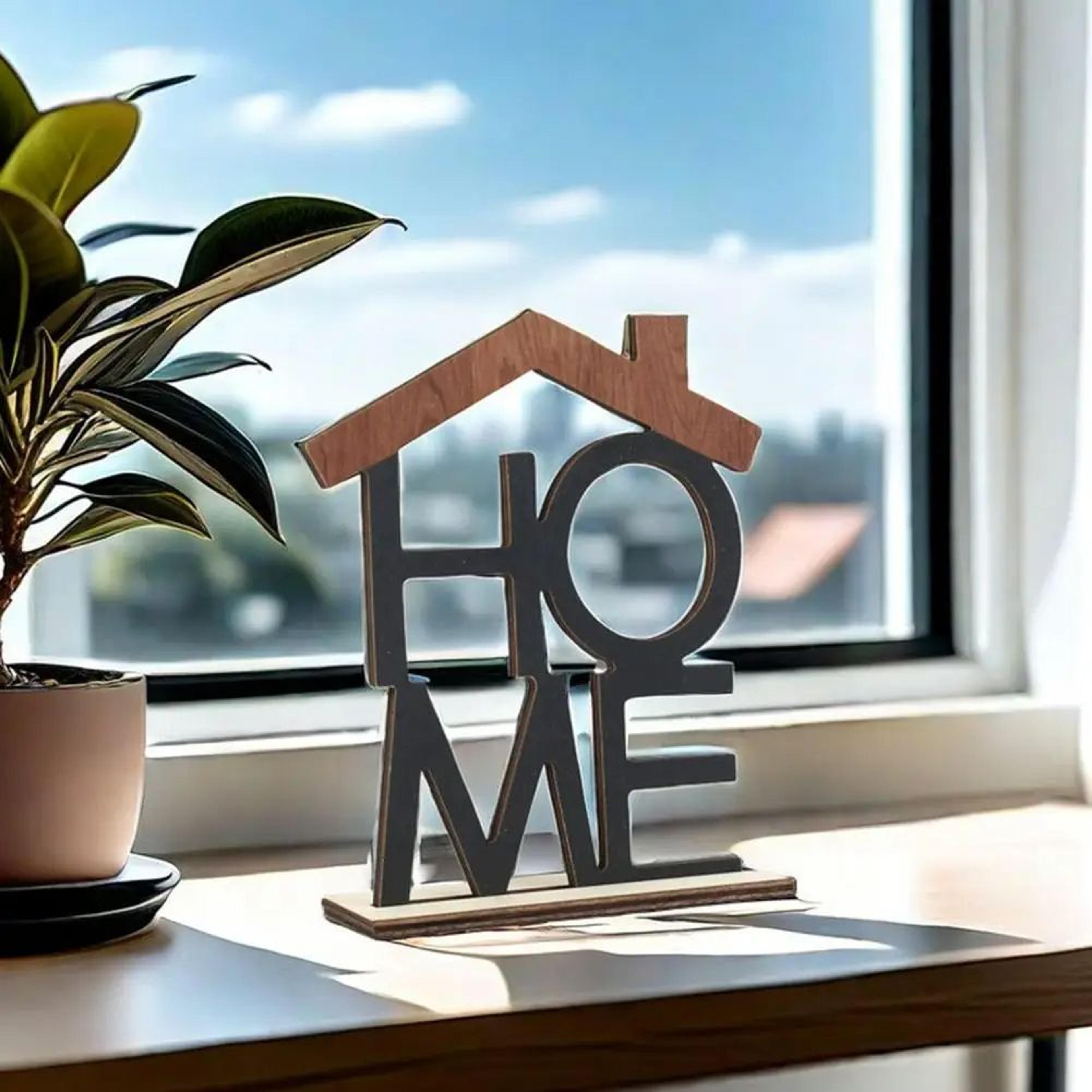 love home desktop decor with wooden base, elegant ornament for living room table centerpiece