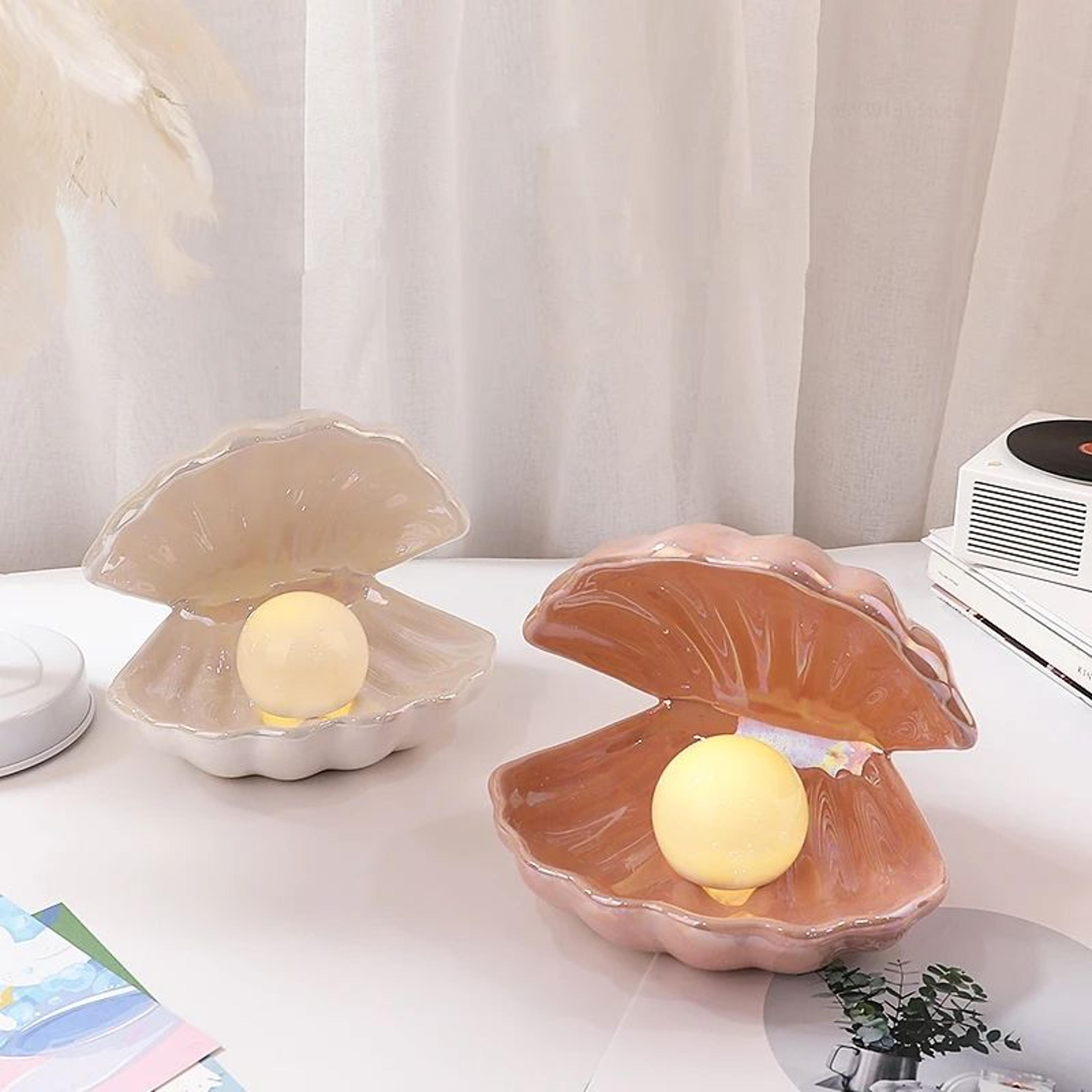 nordic modern shell led night light, pearl night lamp for room decorative desktop ornaments
