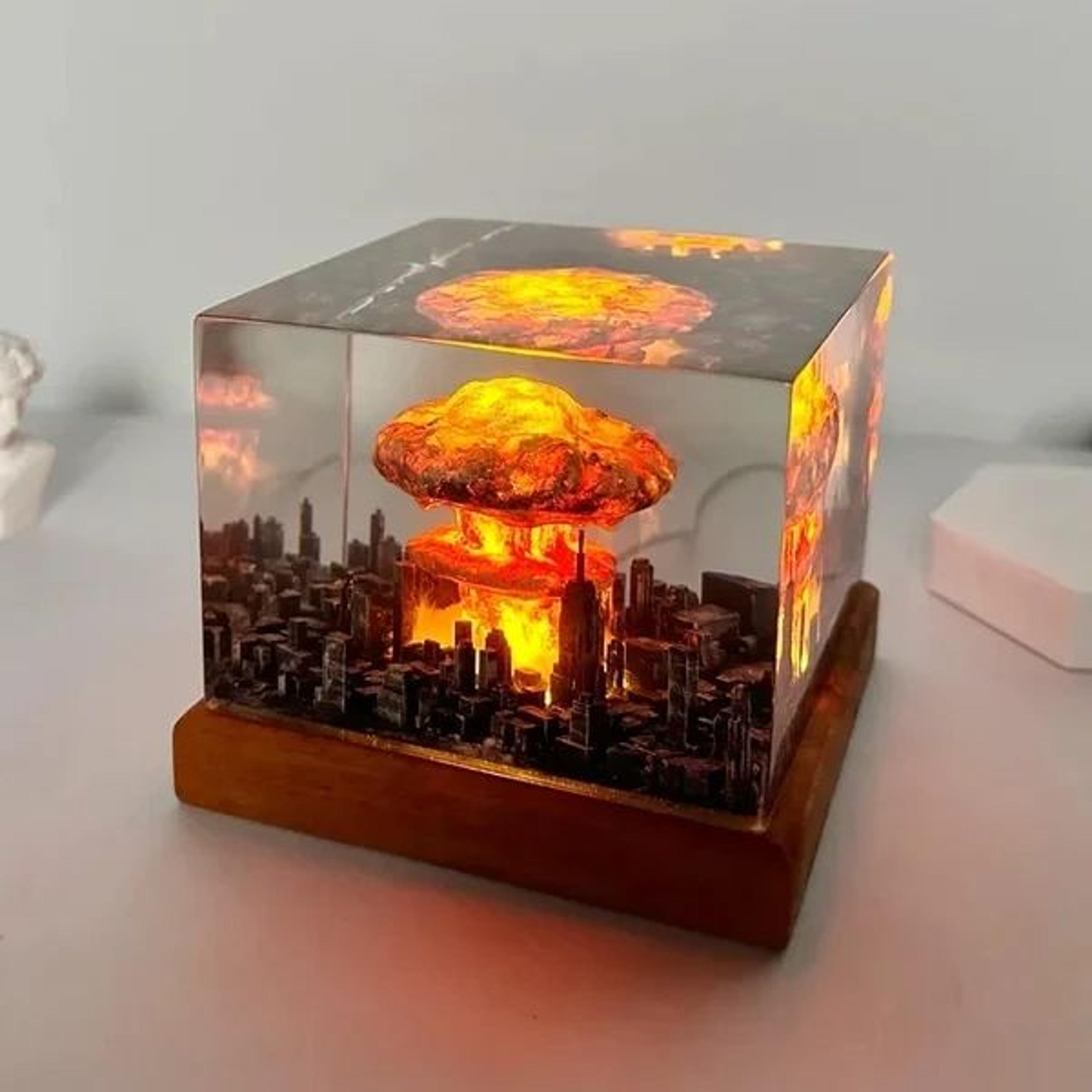 nuclear explosion mushroom cloud lamp flameless 3d night light & unique room decor