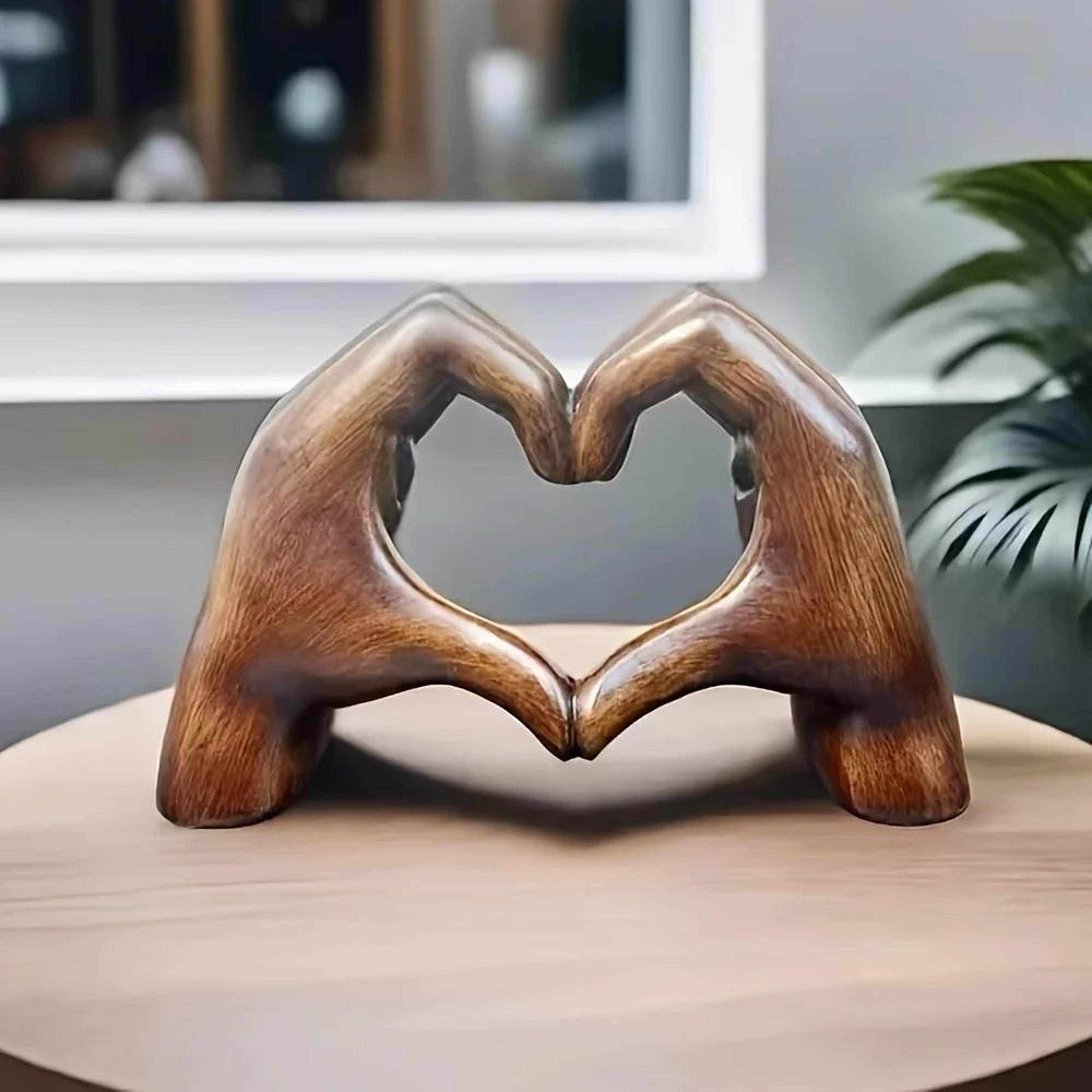 heart hands statue, modern heart-shaped handmade art sculpture for home & wedding decor