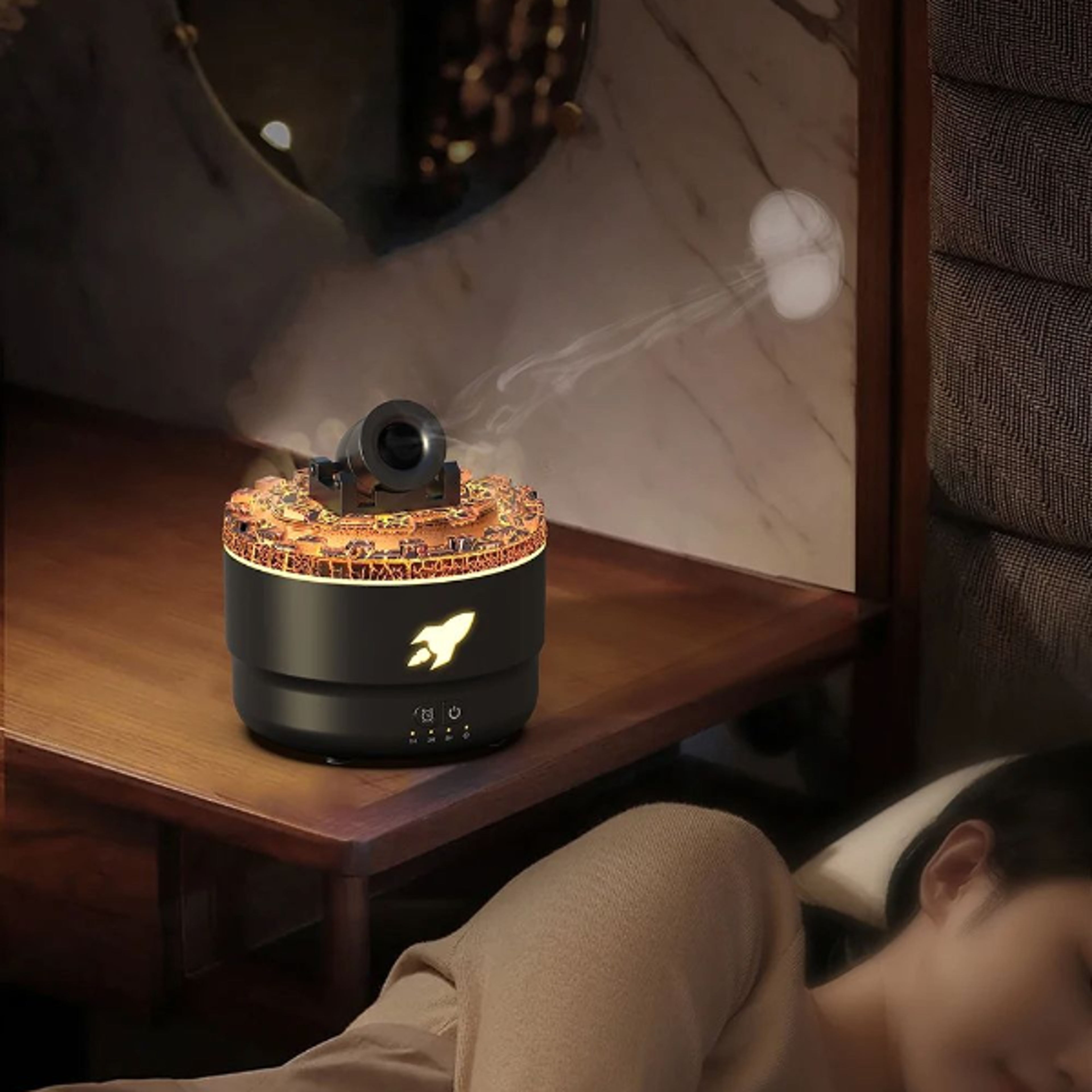 volcanic crack light cannon humidifier, aromatherapy oil diffuser with lava crack design & night light
