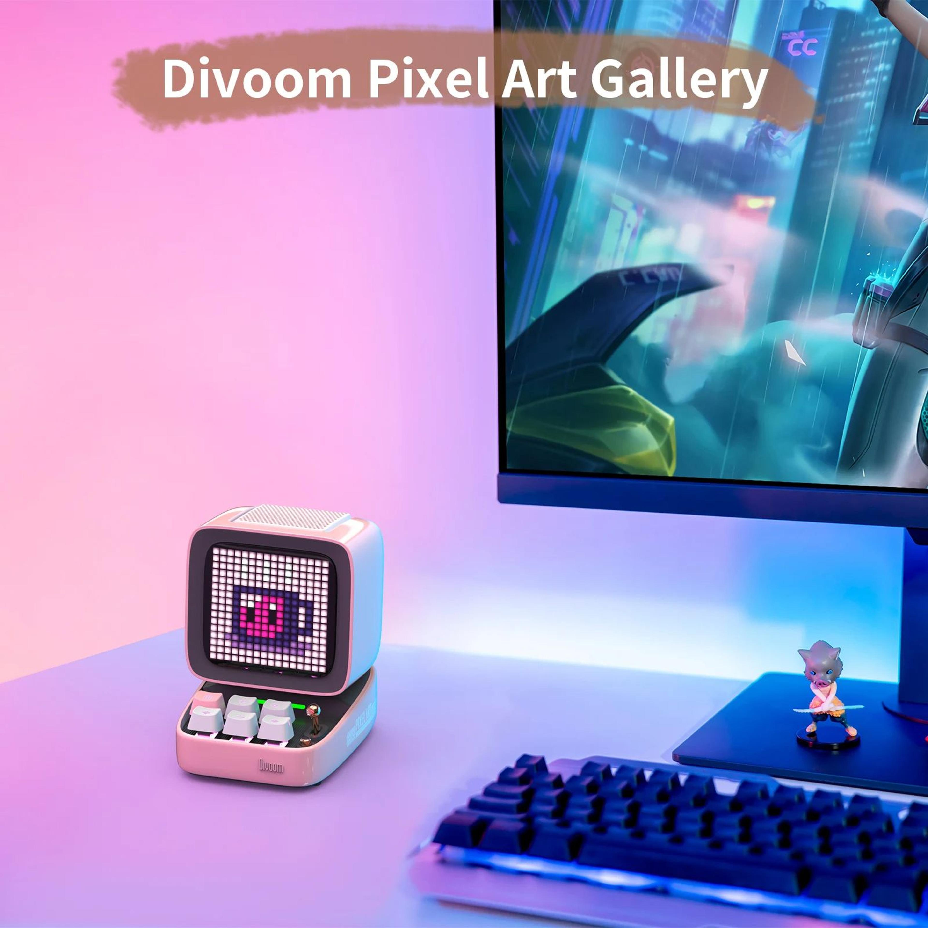 divoom ditoo-pro retro pixel art bluetooth speaker with smart alarm and diy led display, gift for home light decoration