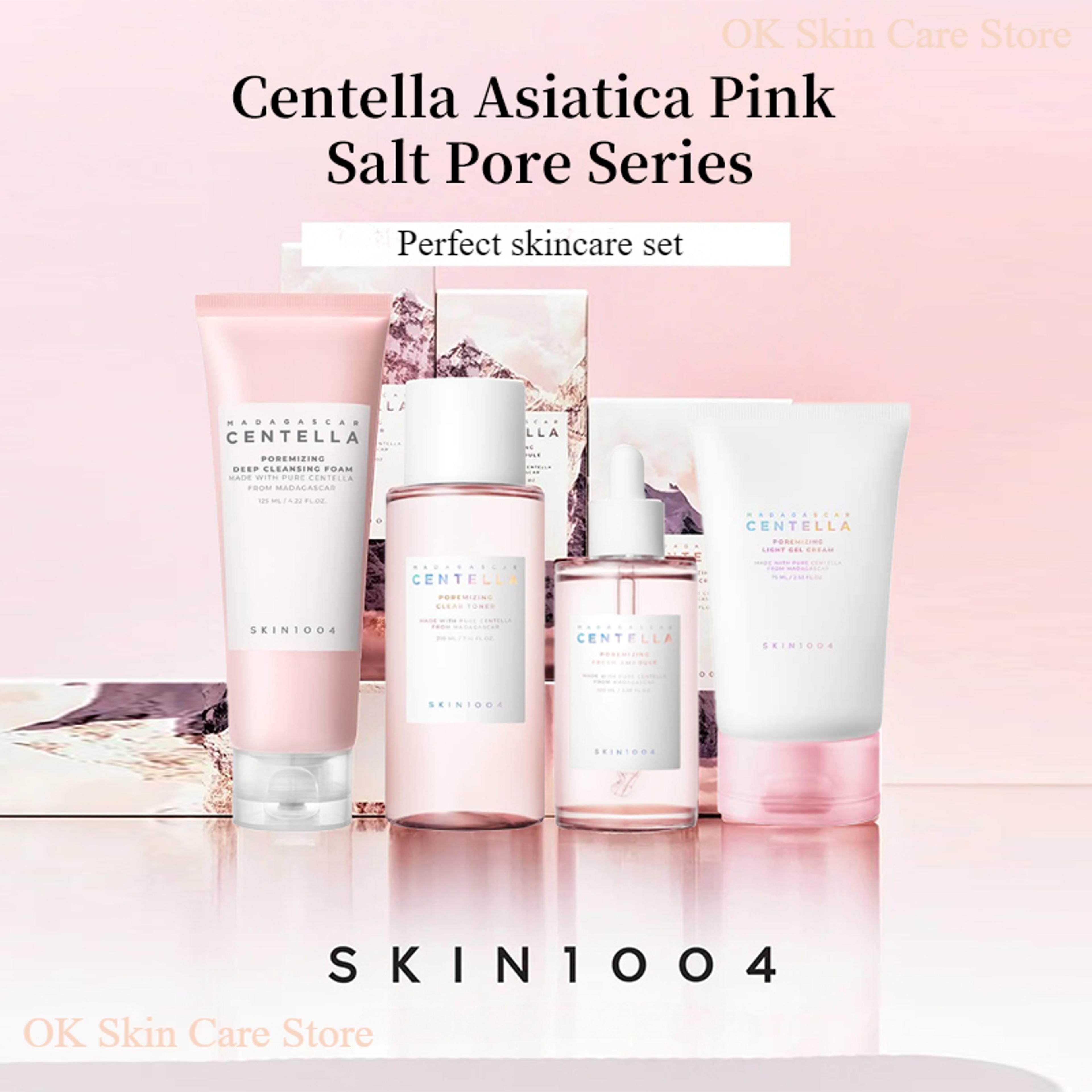 centella pink salt pore care cleanser, ampoule facial serum deep cleanser for fresh, bright skin tone