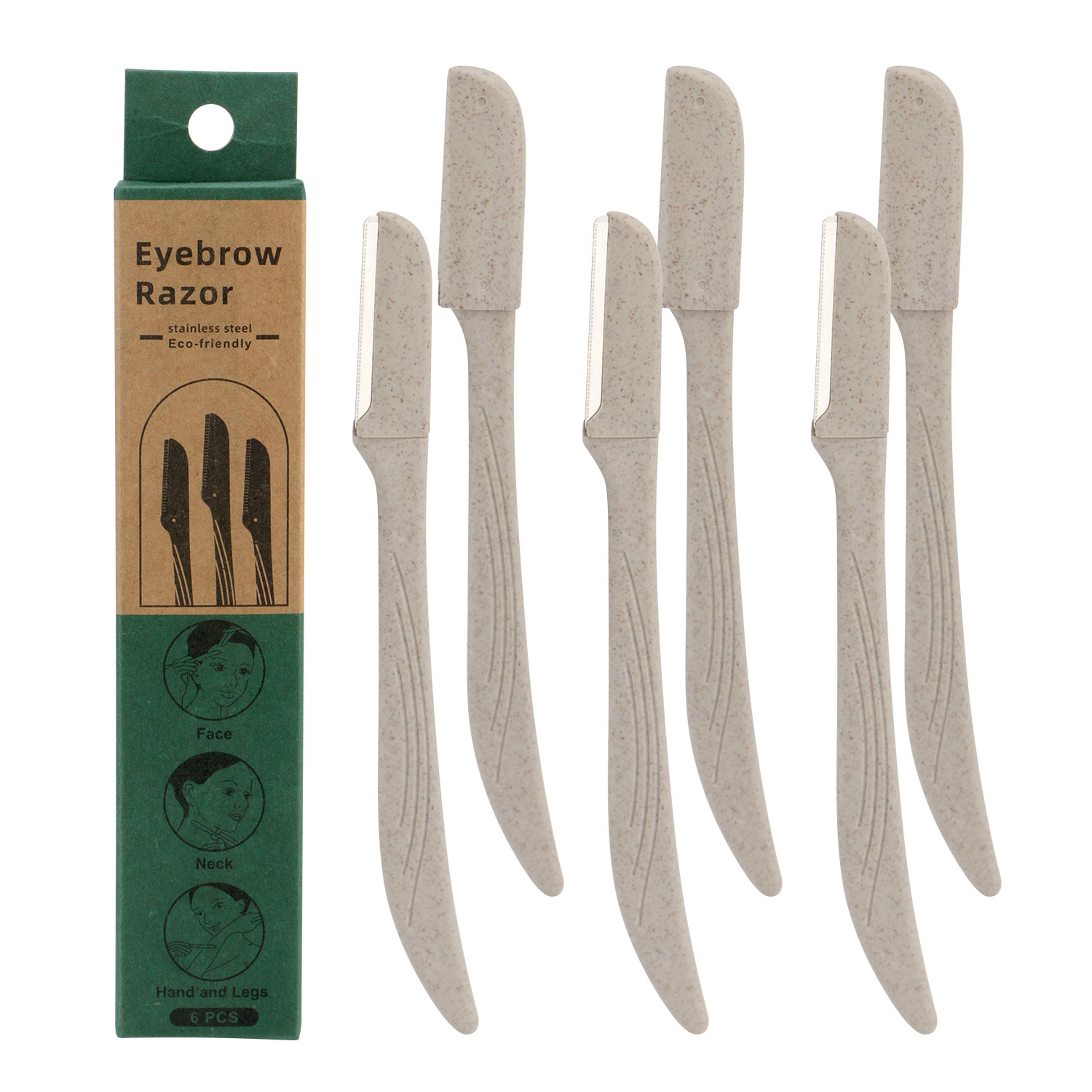 eco-friendly wheat straw eyebrow trimmer, stainless steel eyebrow razor, environmentally biodegradable eye brow shaving