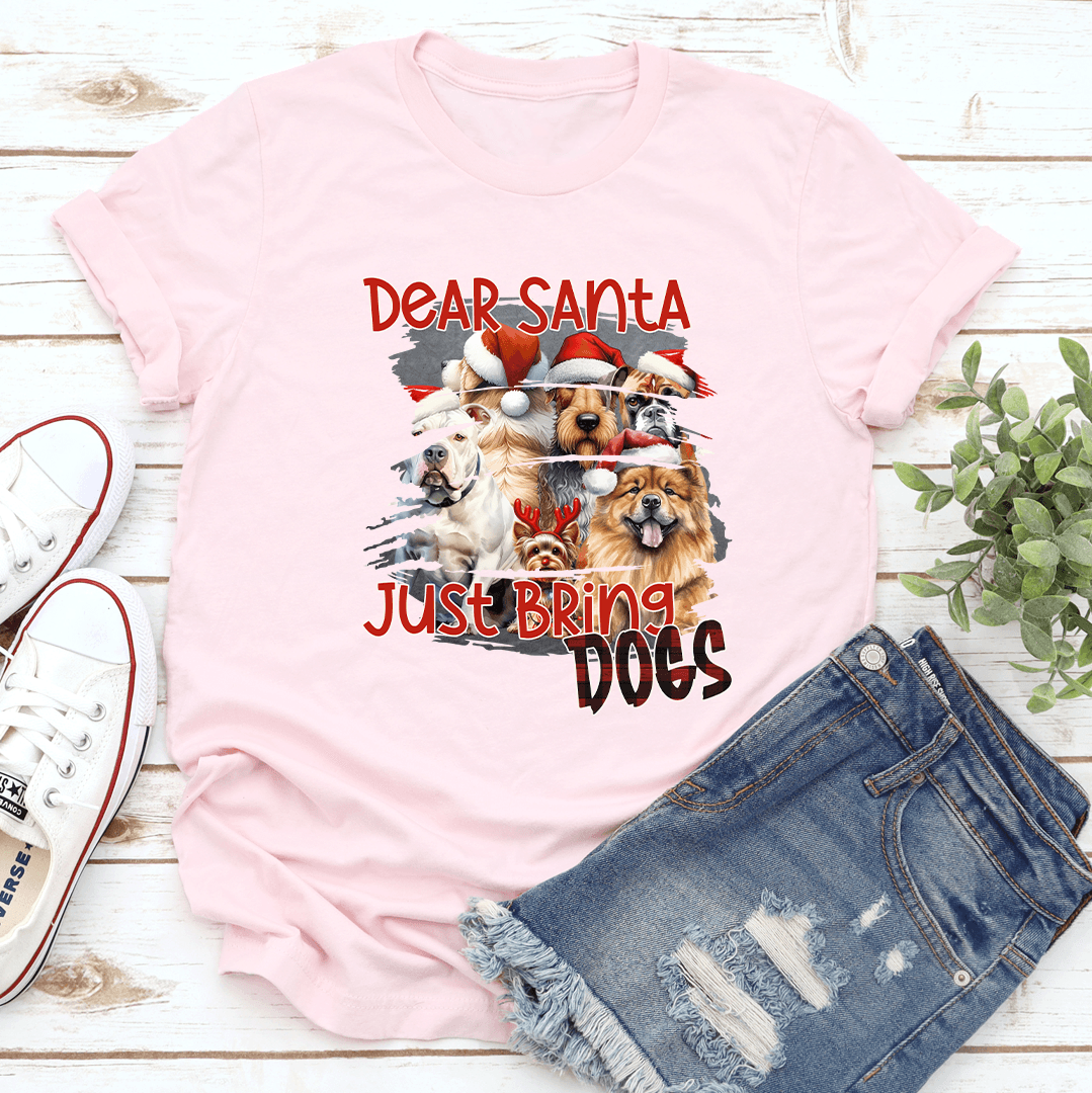 Dear Santa Just Bring Dogs Tee 0