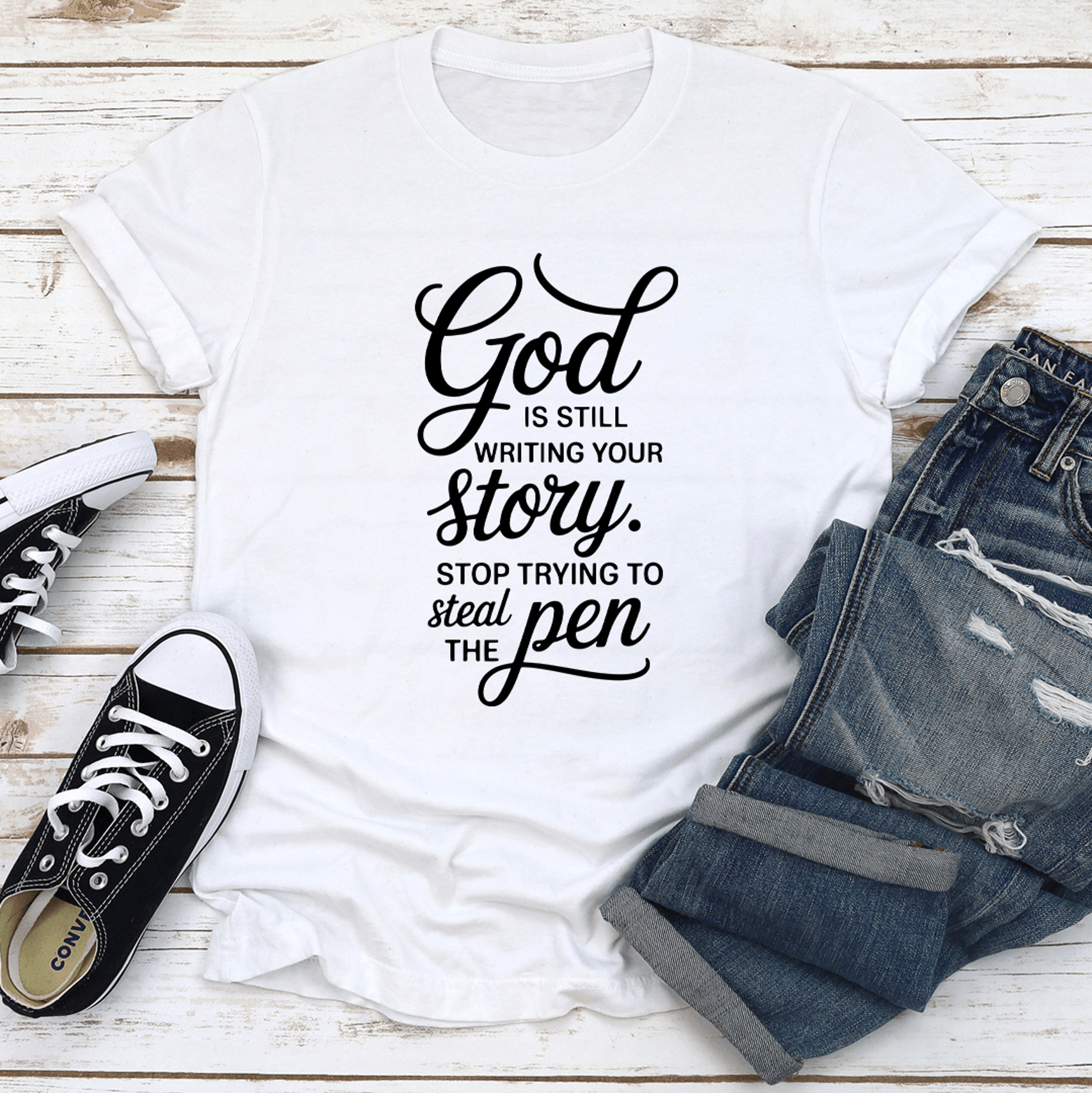 god is still writing your story tee