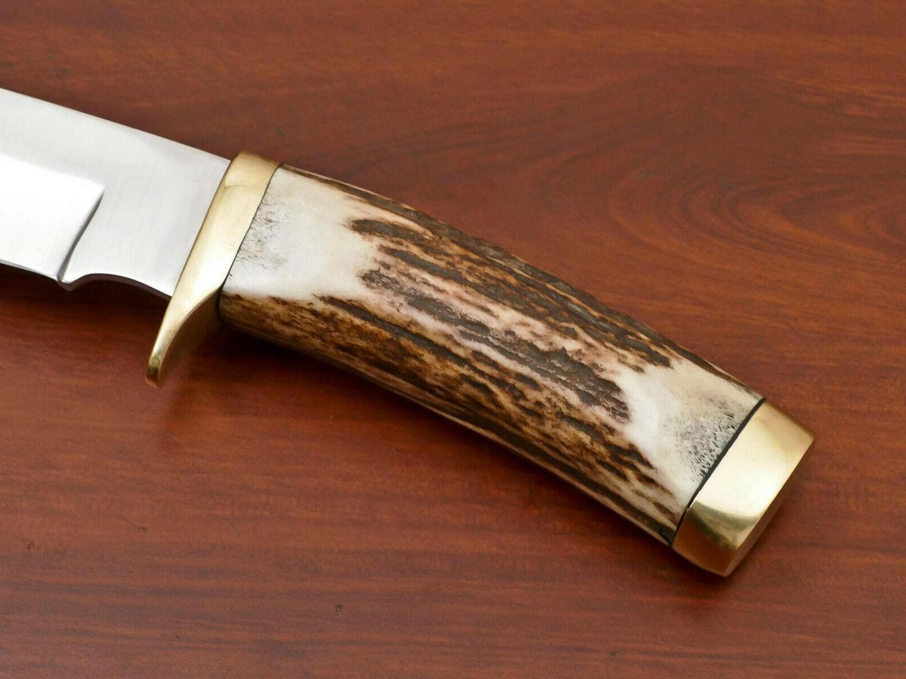 Premium Stag Antler Skinner Knife Stainless Steel Fixed Blade Hunting Gift 4