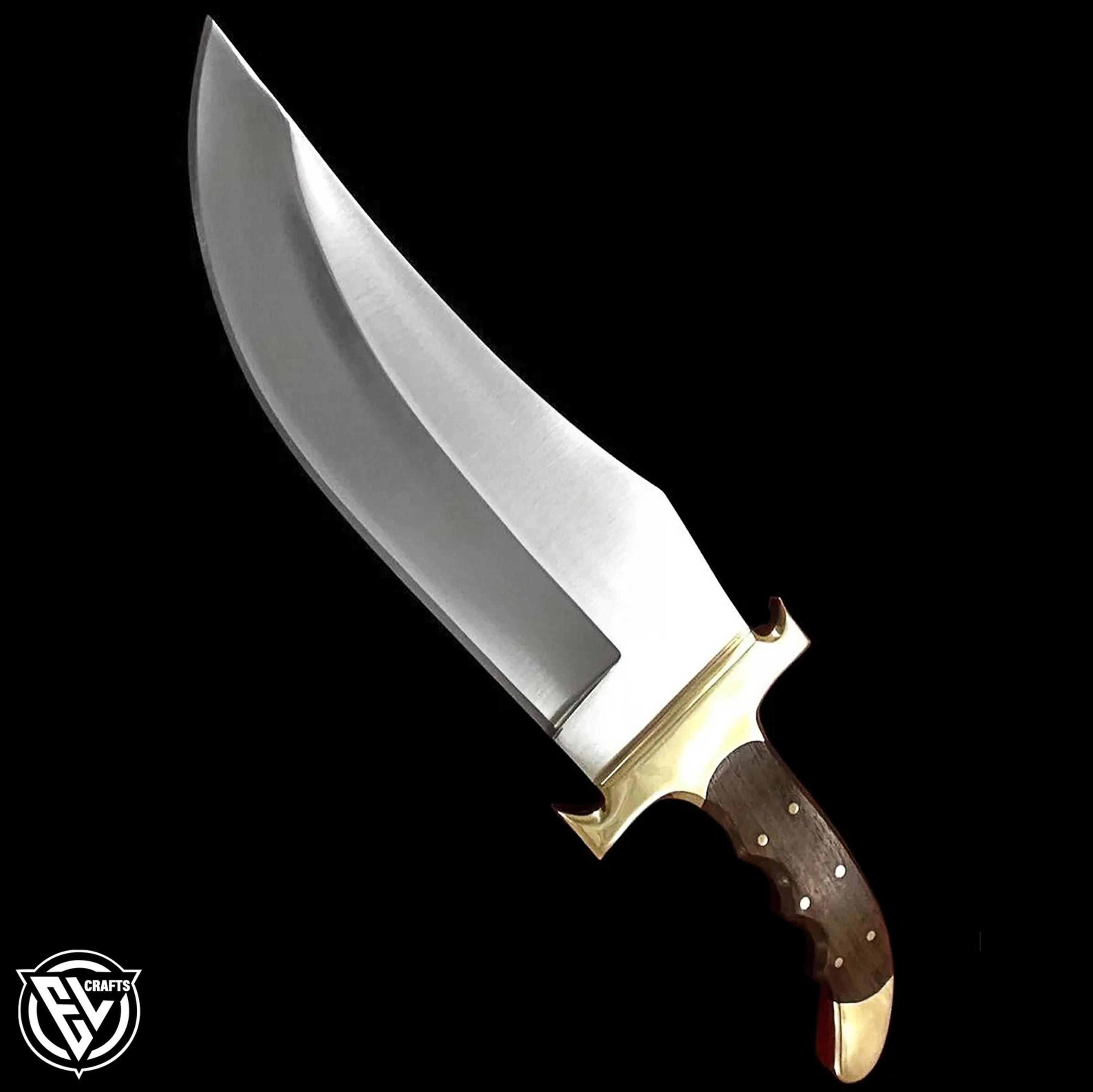 Handcrafted D2 Steel Bowie Knife With Rosewood Handle And Brass Bolsters  Perfect Collectible For O