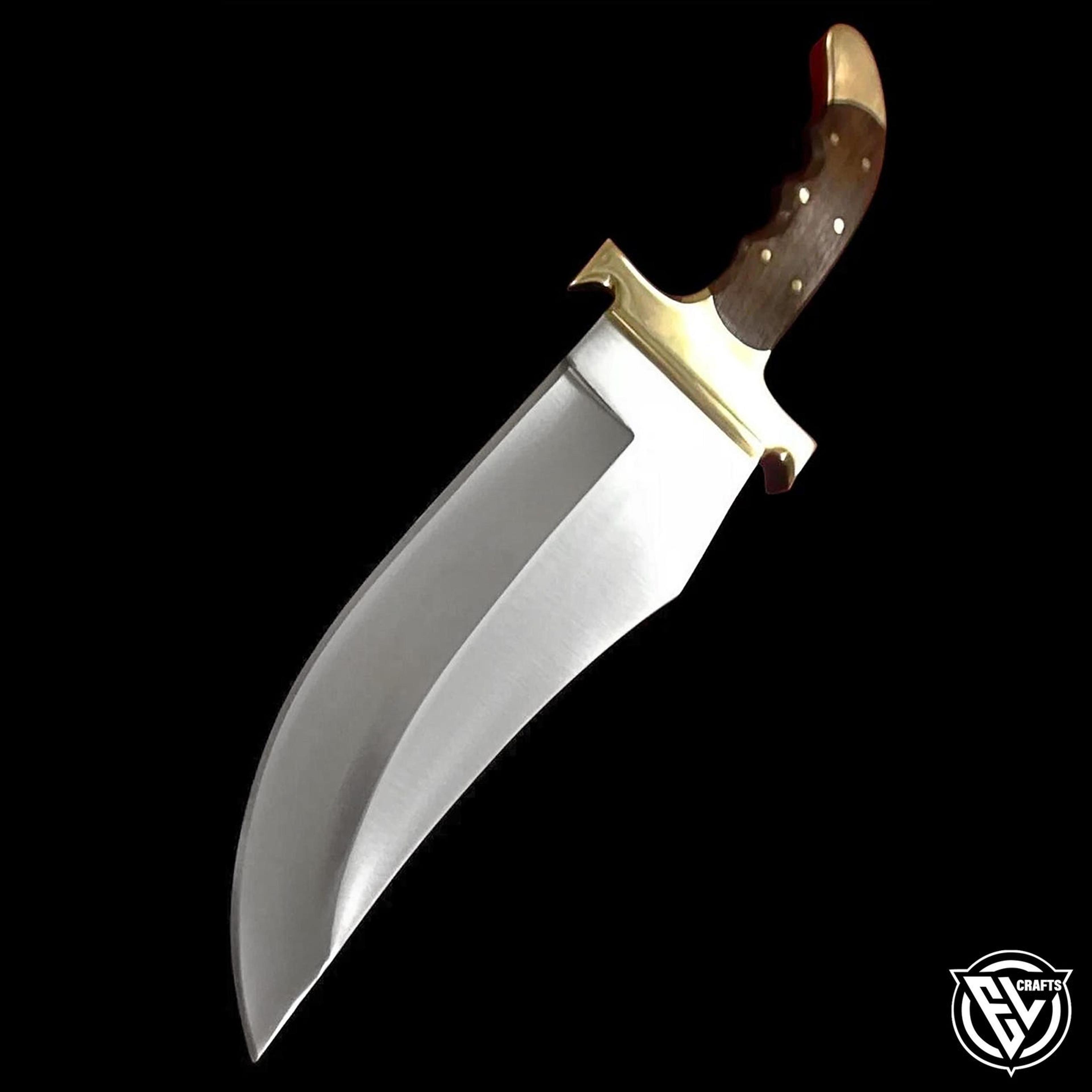 Handcrafted D2 Steel Bowie Knife With Rosewood Handle And Brass Bolsters  Perfect Collectible For O