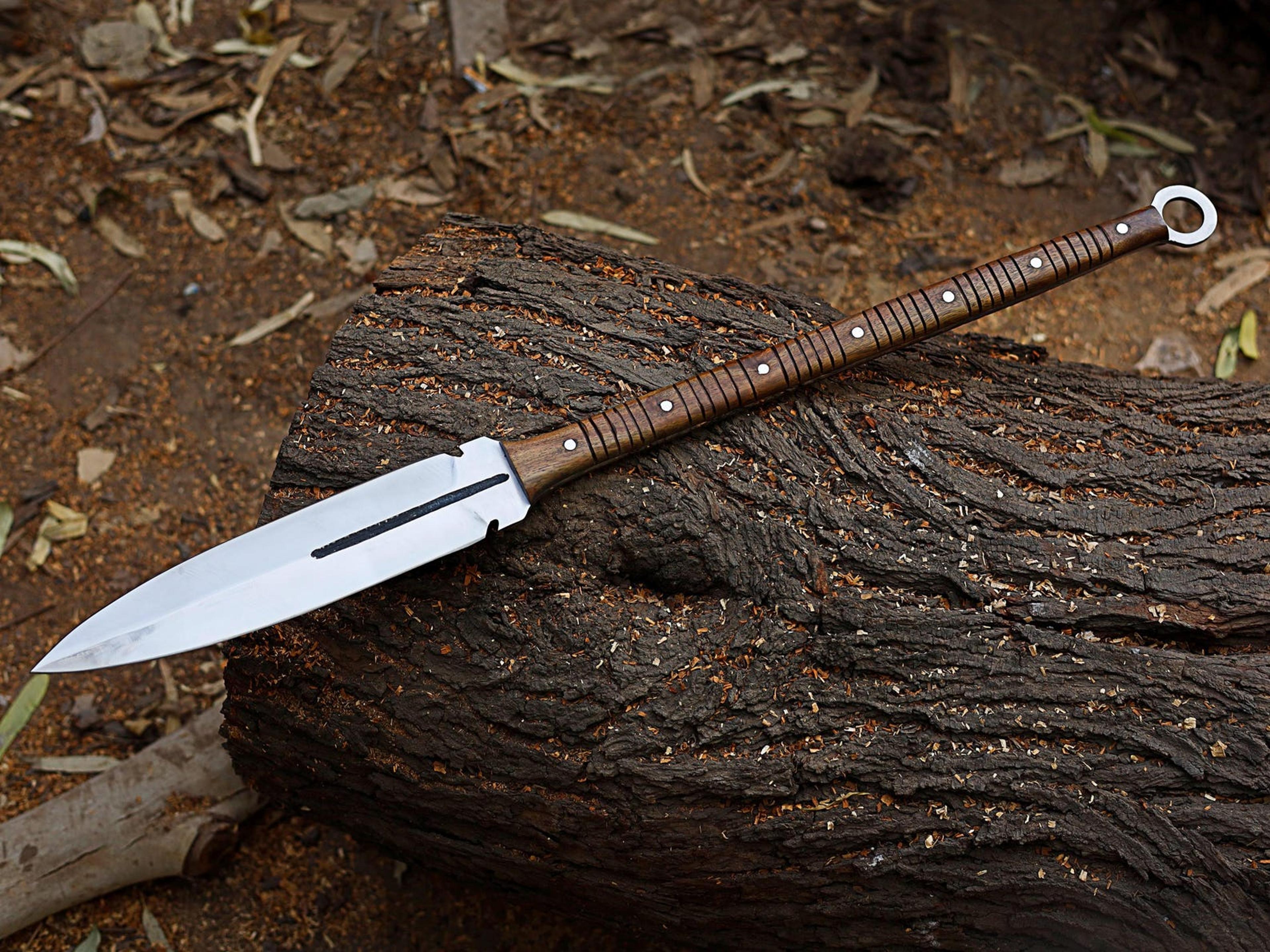 Hand Forged Collectible Spear With 12 Inch Tempered Blade And Rosewood Leather Wrapped Handle 0