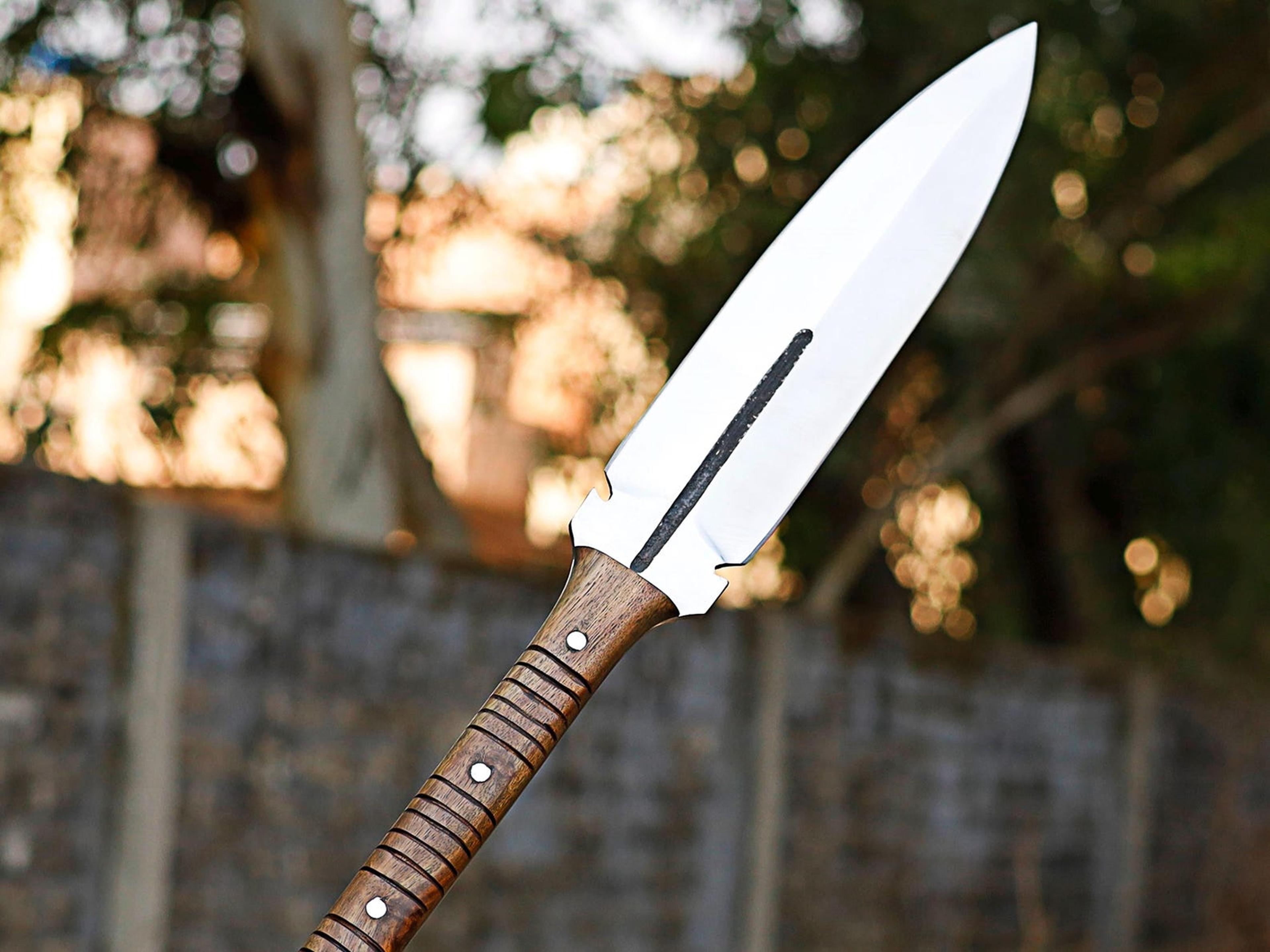 Hand Forged Collectible Spear With 12 Inch Tempered Blade And Rosewood Leather Wrapped Handle 7