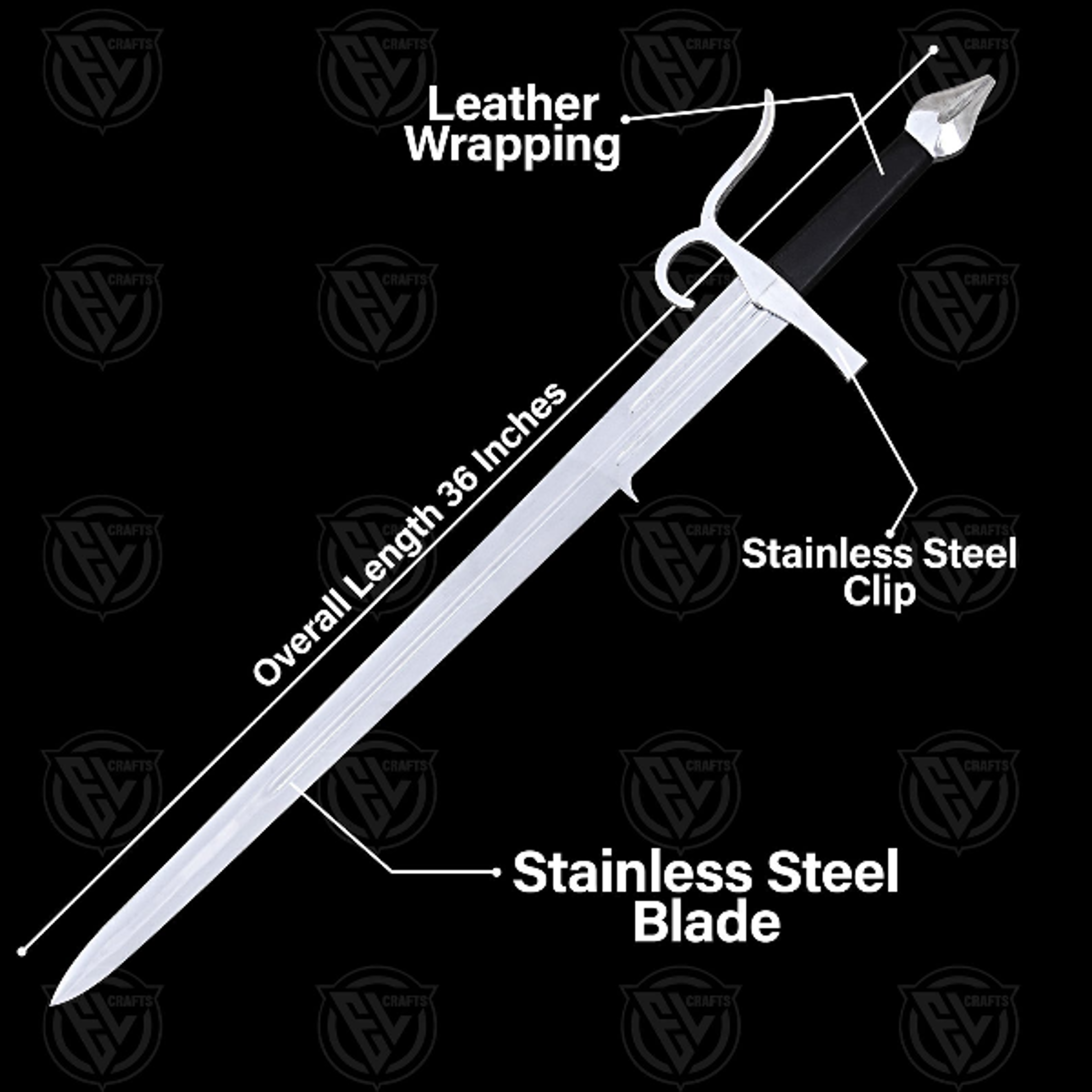 High Carbon Steel Handmade Medieval Viking Doge Sword With Leather Sheath For Cosplay Or Wedding Gi