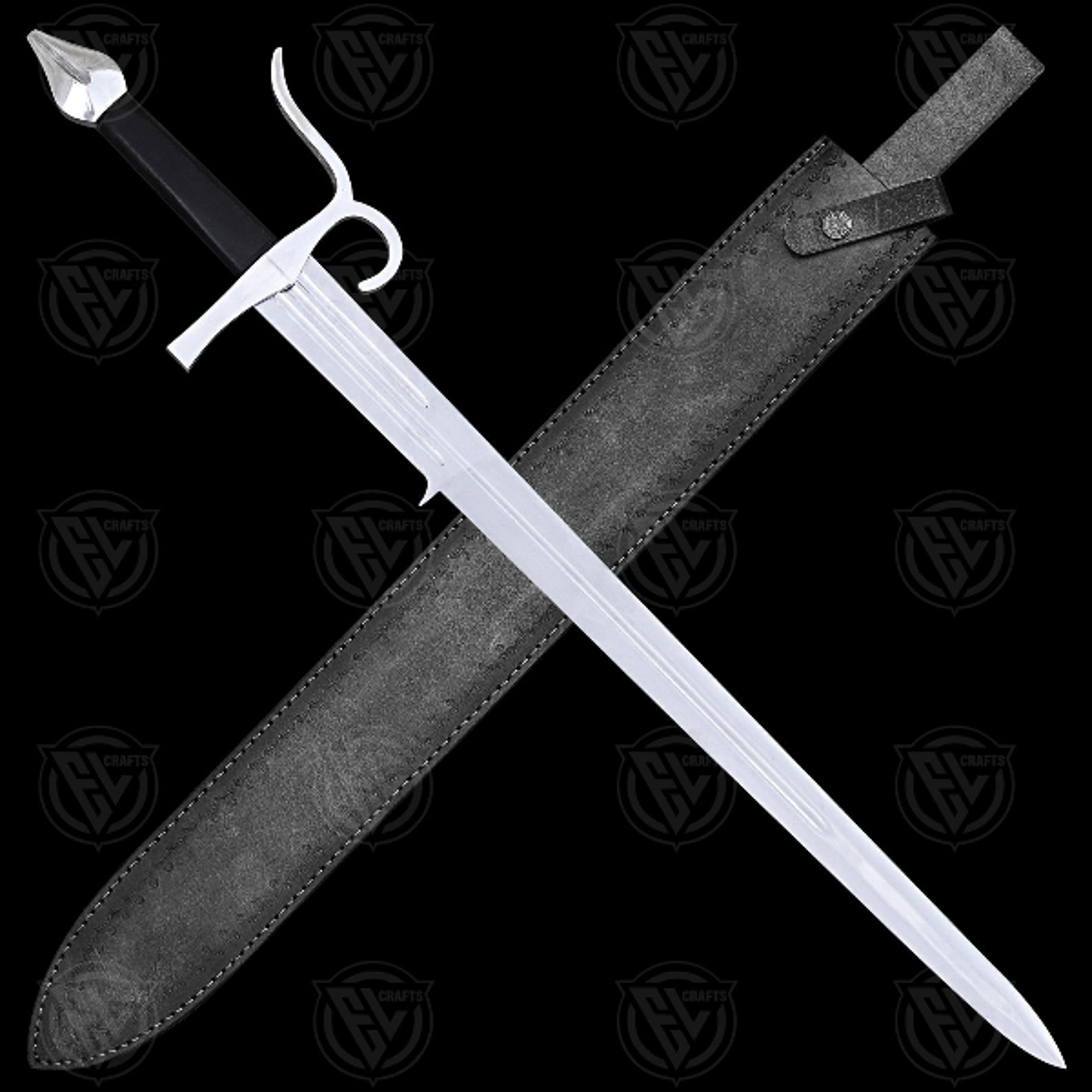 High Carbon Steel Handmade Medieval Viking Doge Sword With Leather Sheath For Cosplay Or Wedding Gi