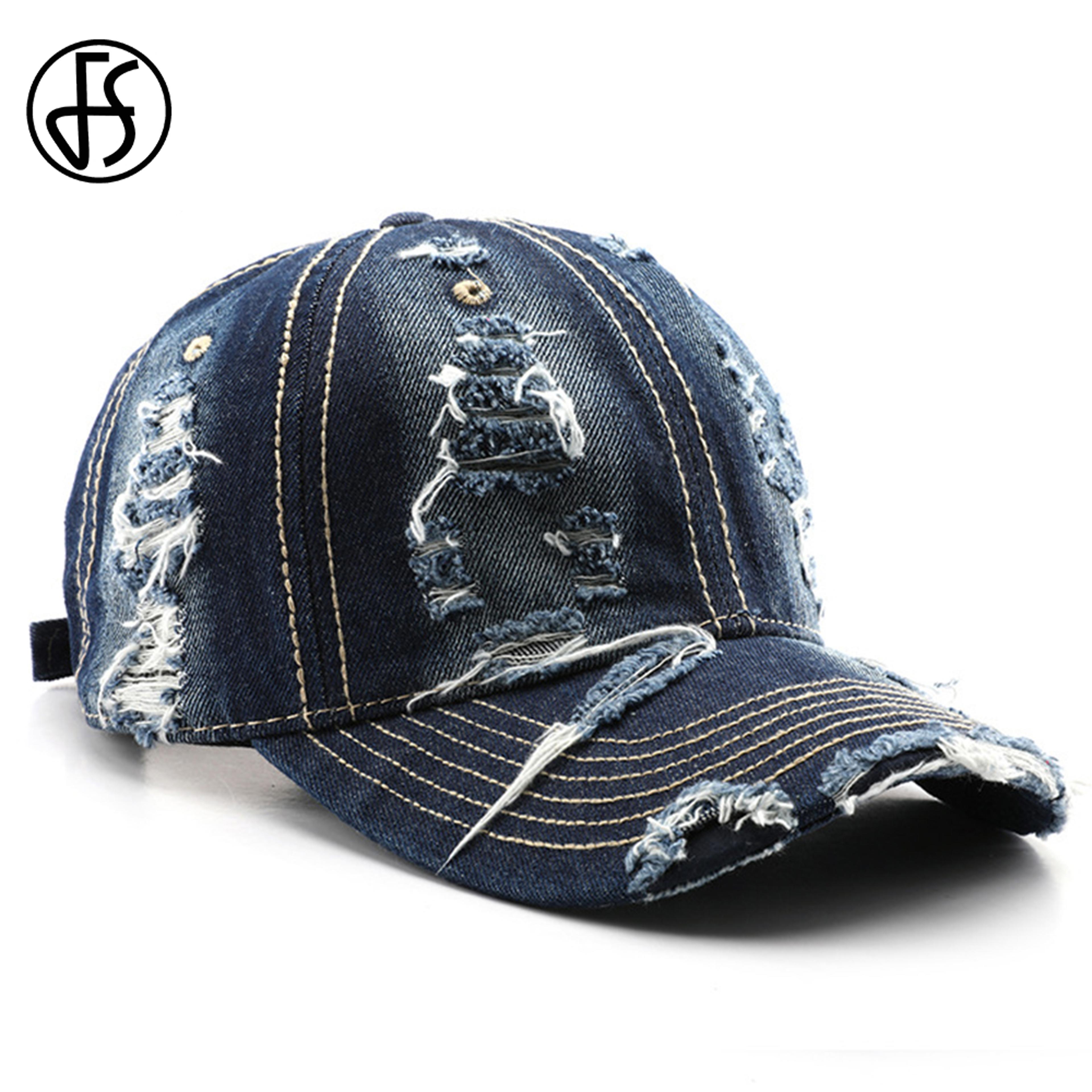 vintage washed baseball cap for men, summer streetwear blue denim caps, luxury brand women designer hats