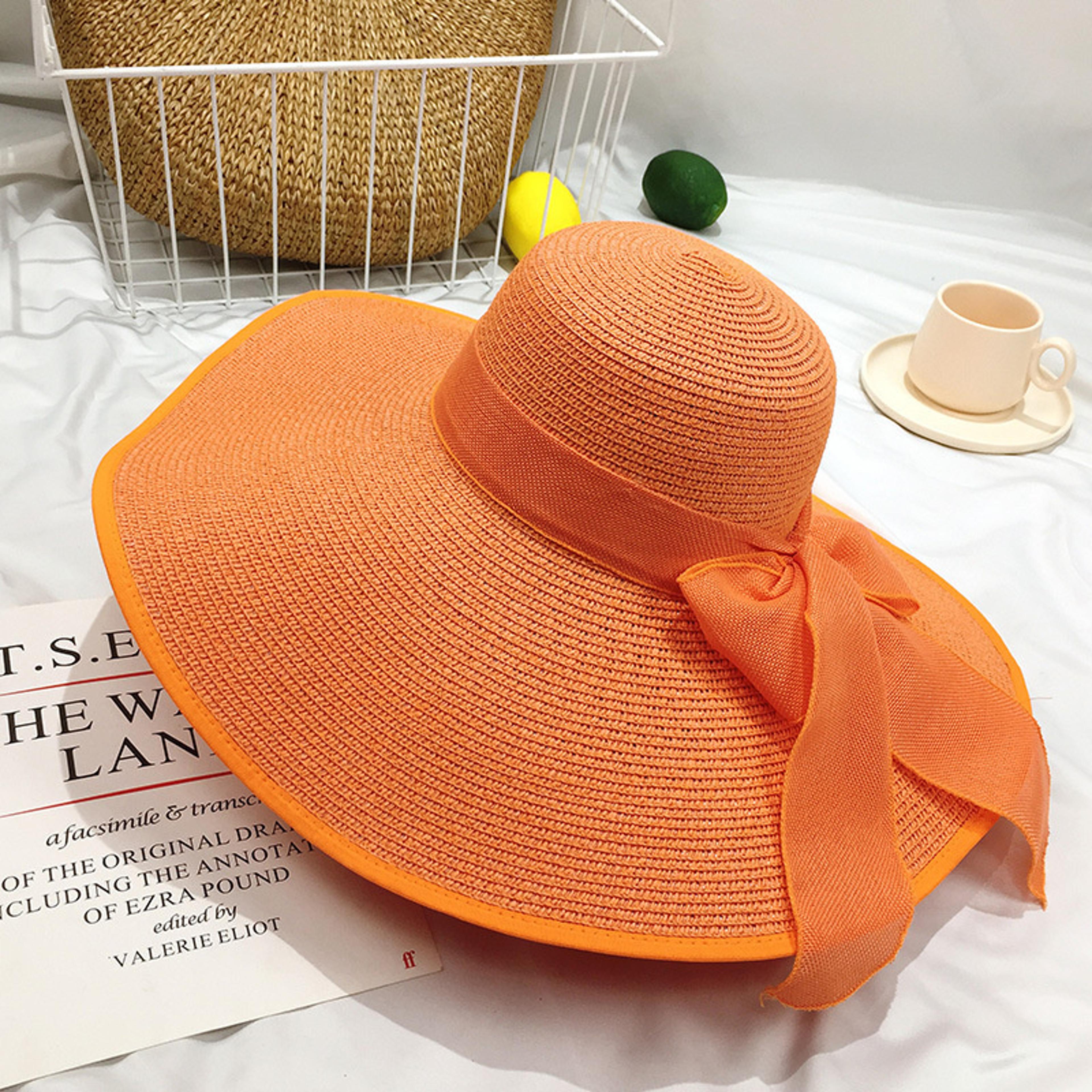Straw Hat Korean Seaside Women Summer Beach Travel Foldable Big Hat Brim Fashion Sunshade Sunblock  16