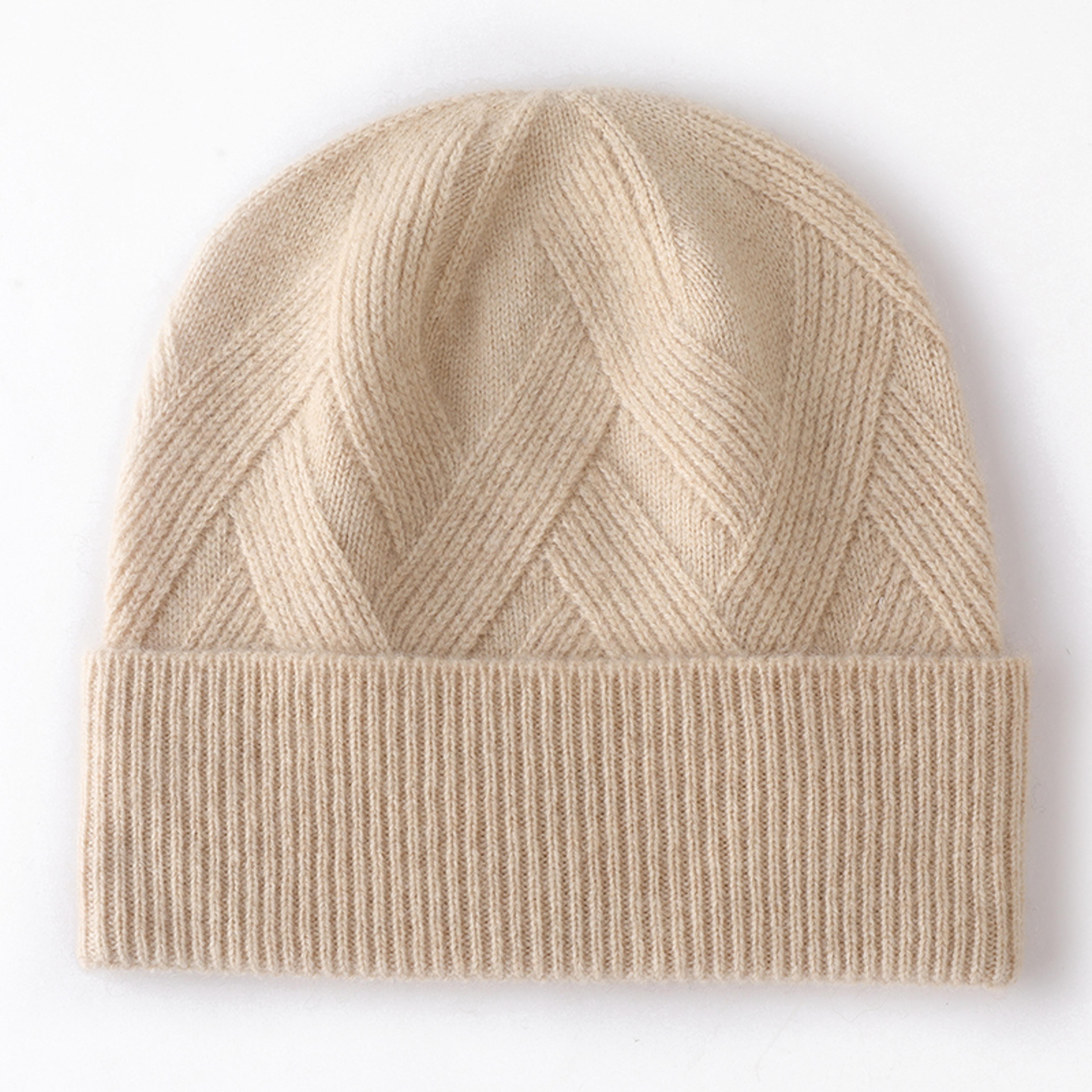Pure Cashmere Women Hat Winter Knitted Soft Warm Lady Headgear Fashion Casual Thicken Cap Premium Q 1