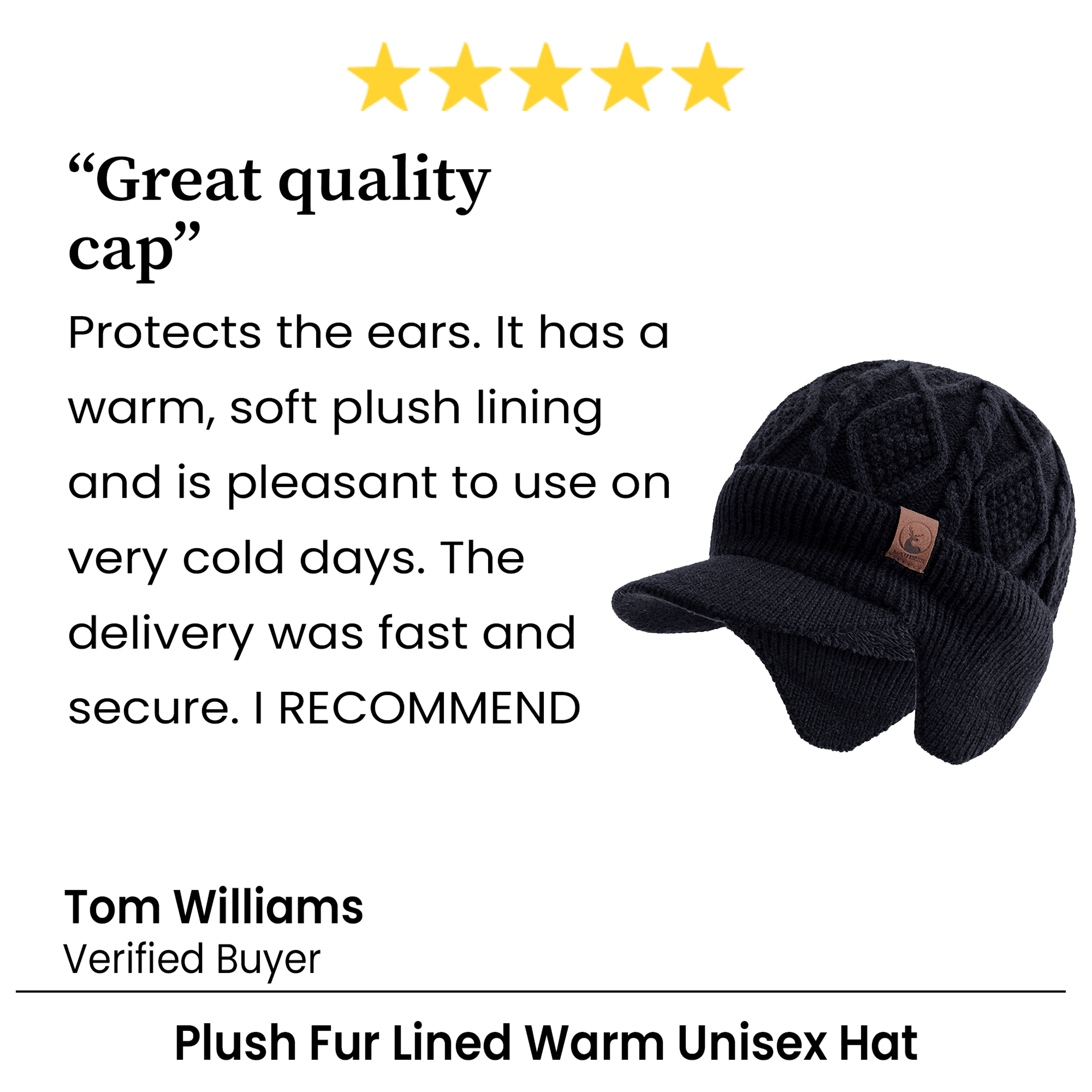 Winter Earflap Beanie For Cold Wind Protection Thick Knit Hat With Plush Lining 13