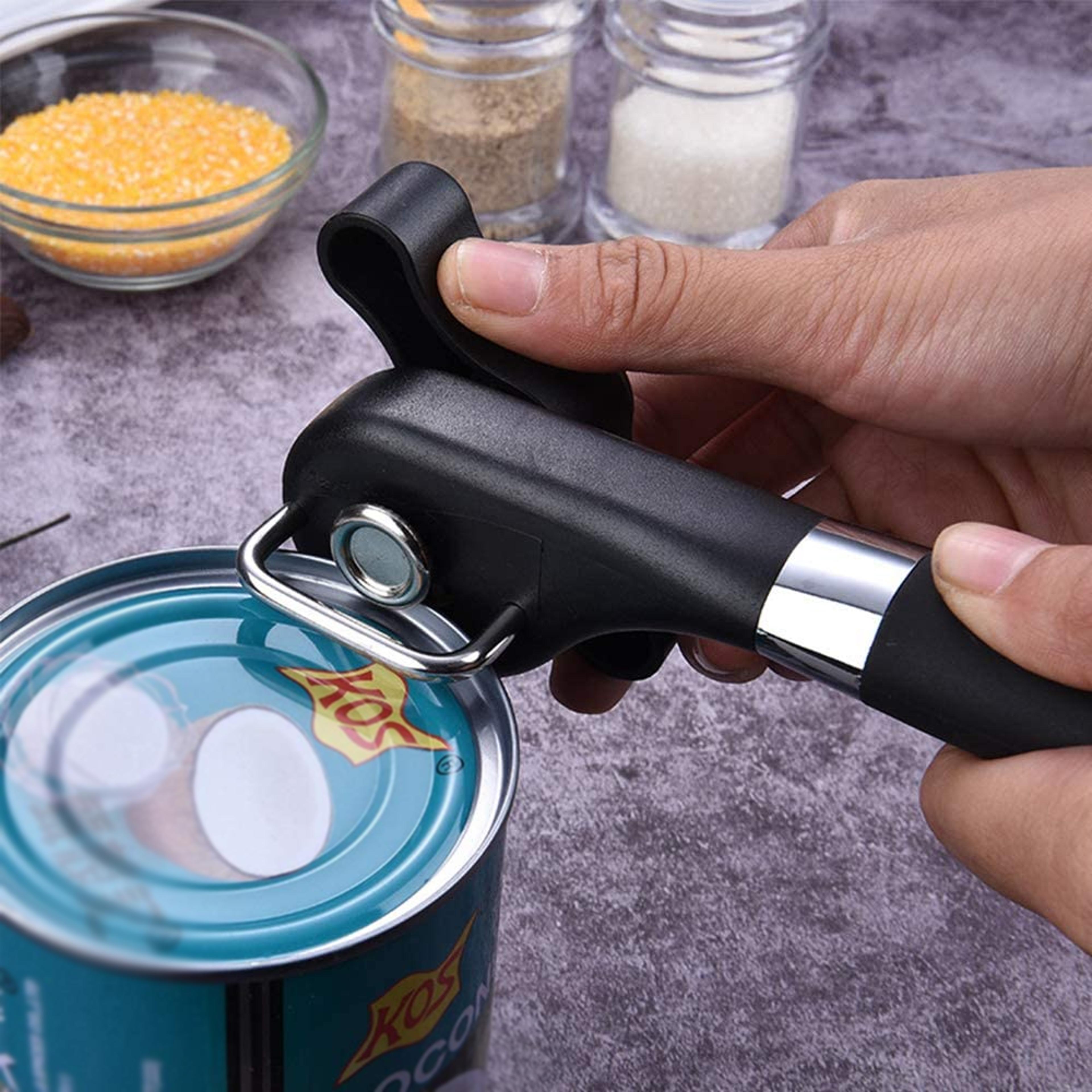 stainless steel safe cut can opener – ergonomic manual handheld smooth edge can opener