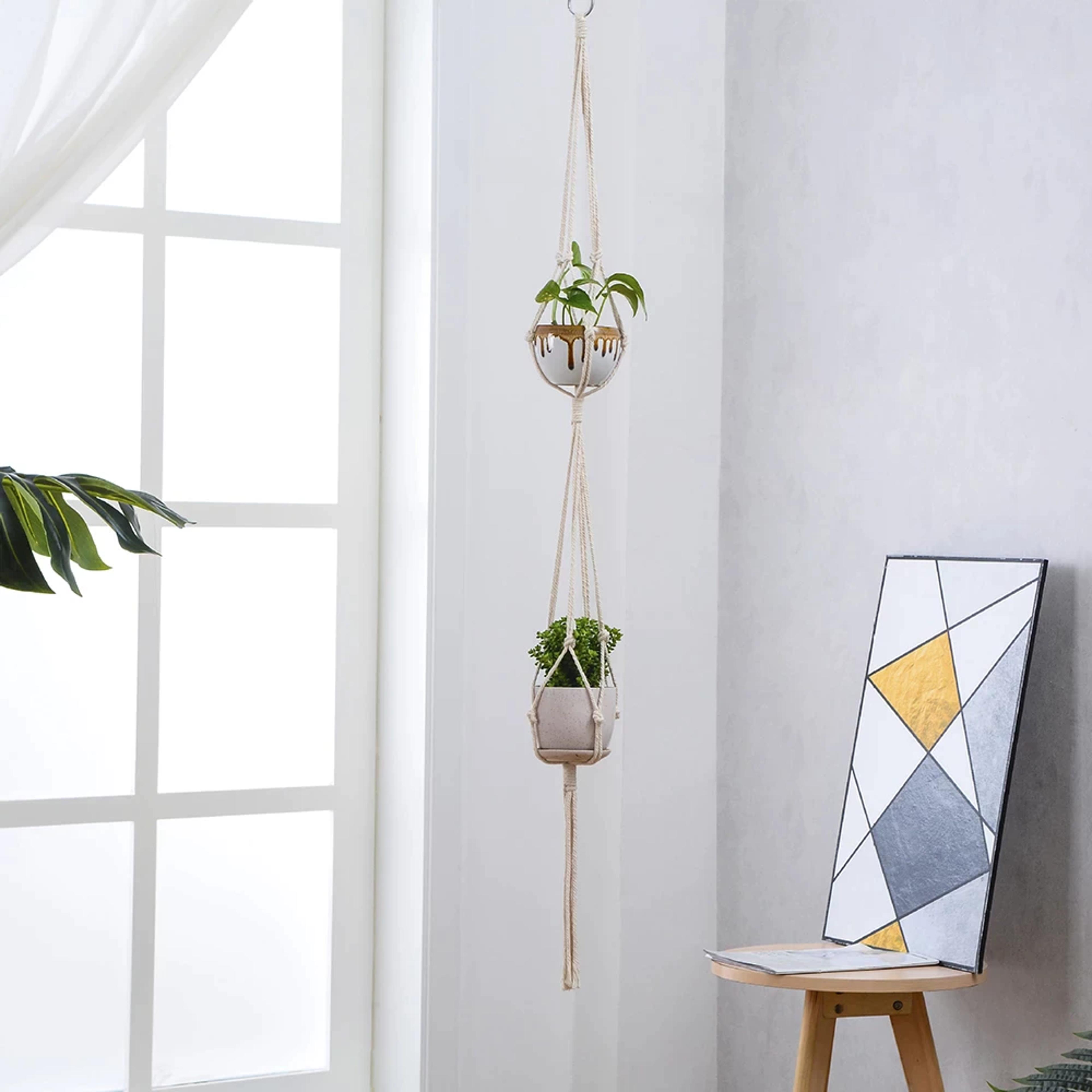 boho styled macrame plant hangers