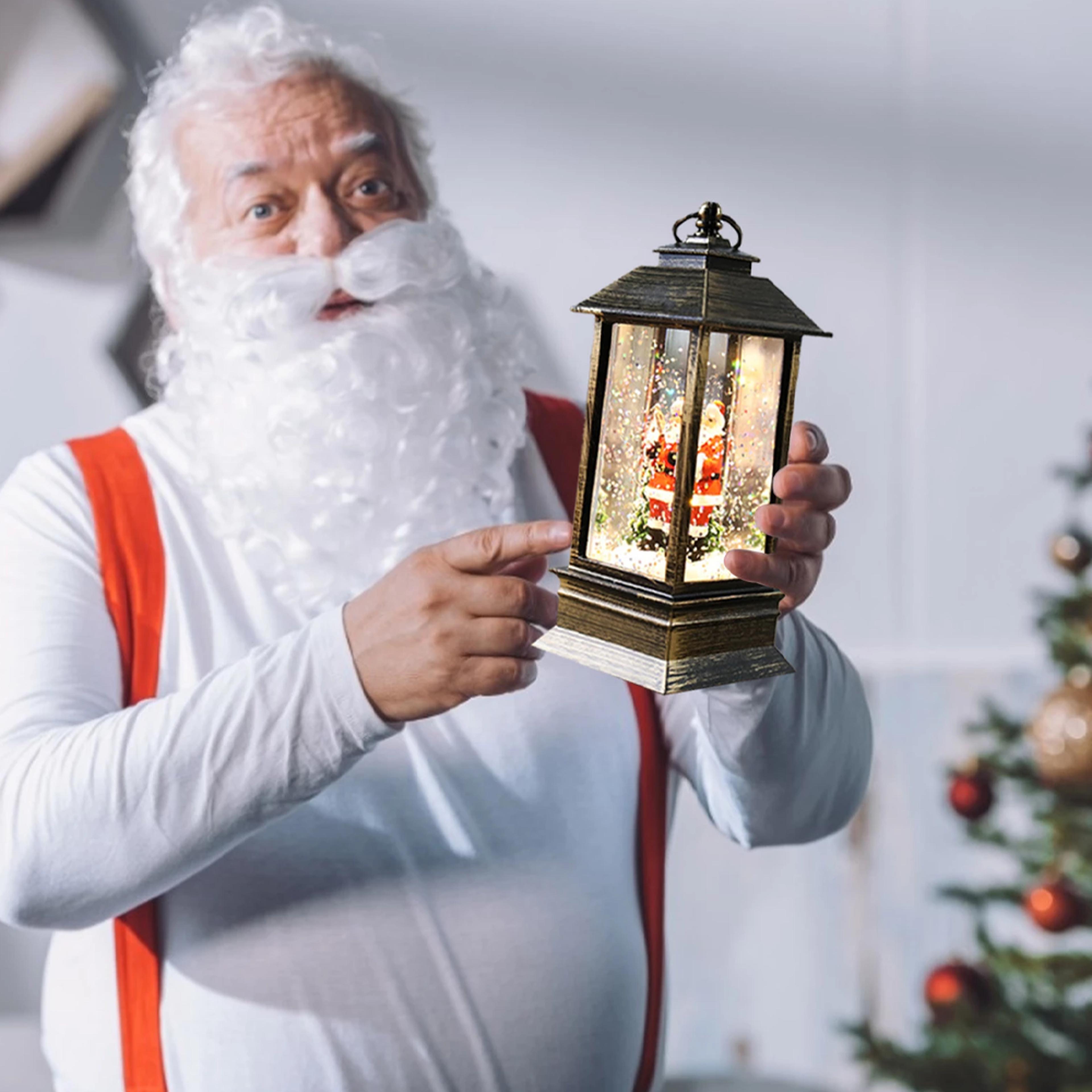 christmas led lantern with lights - decorative flickering candle lantern
