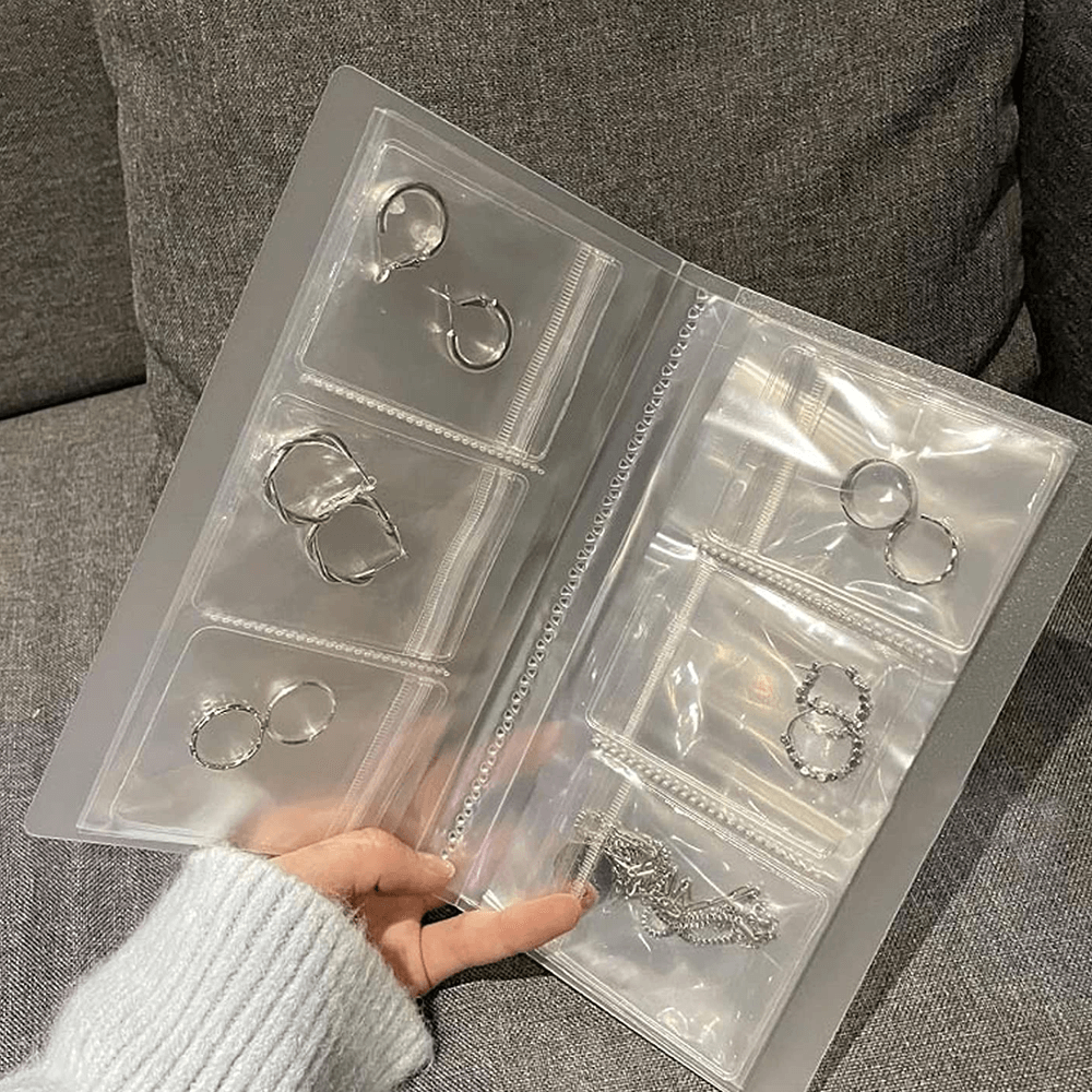 transparent jewelry storage book organizer – spacious & portable jewelry book set