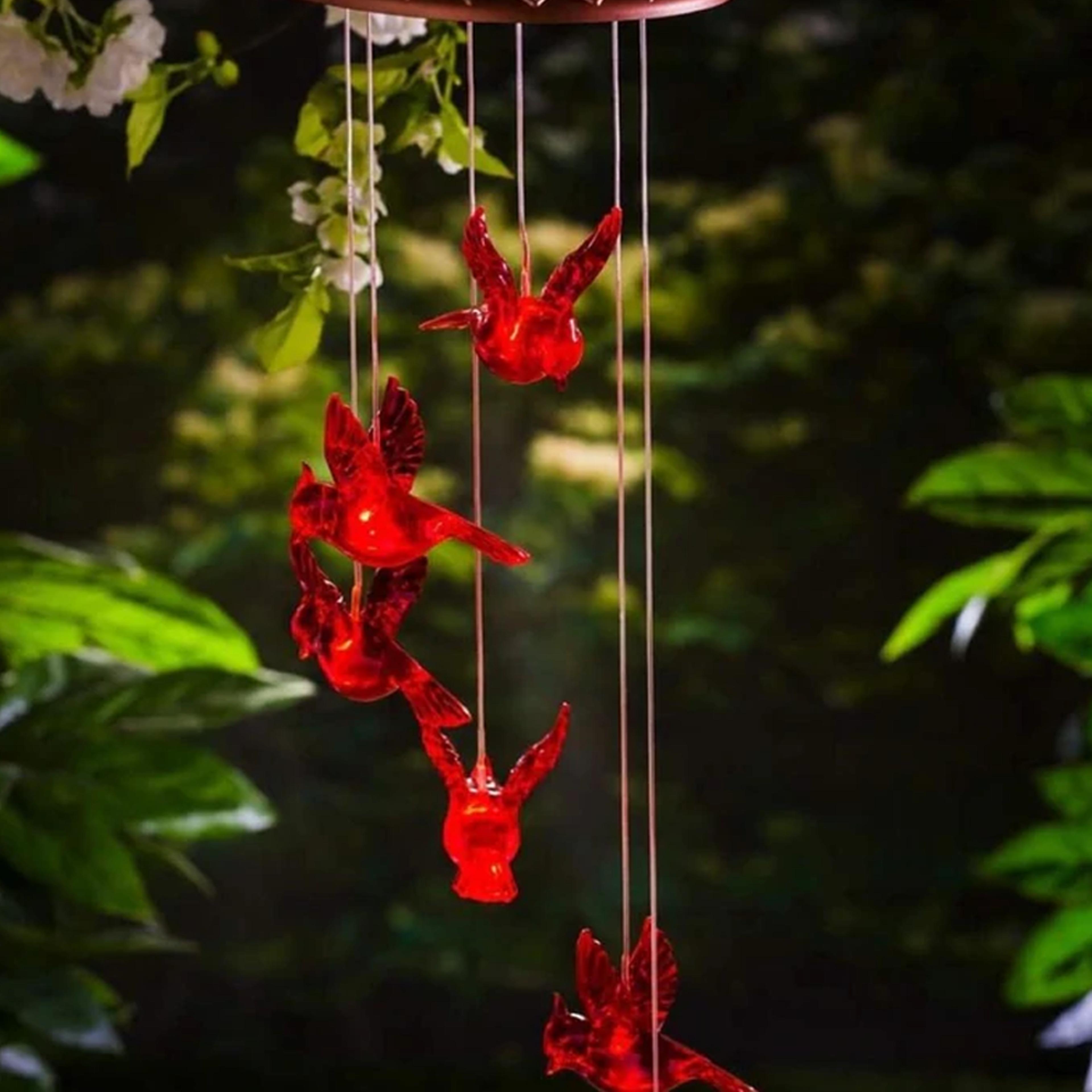 solar cardinal wind chime light