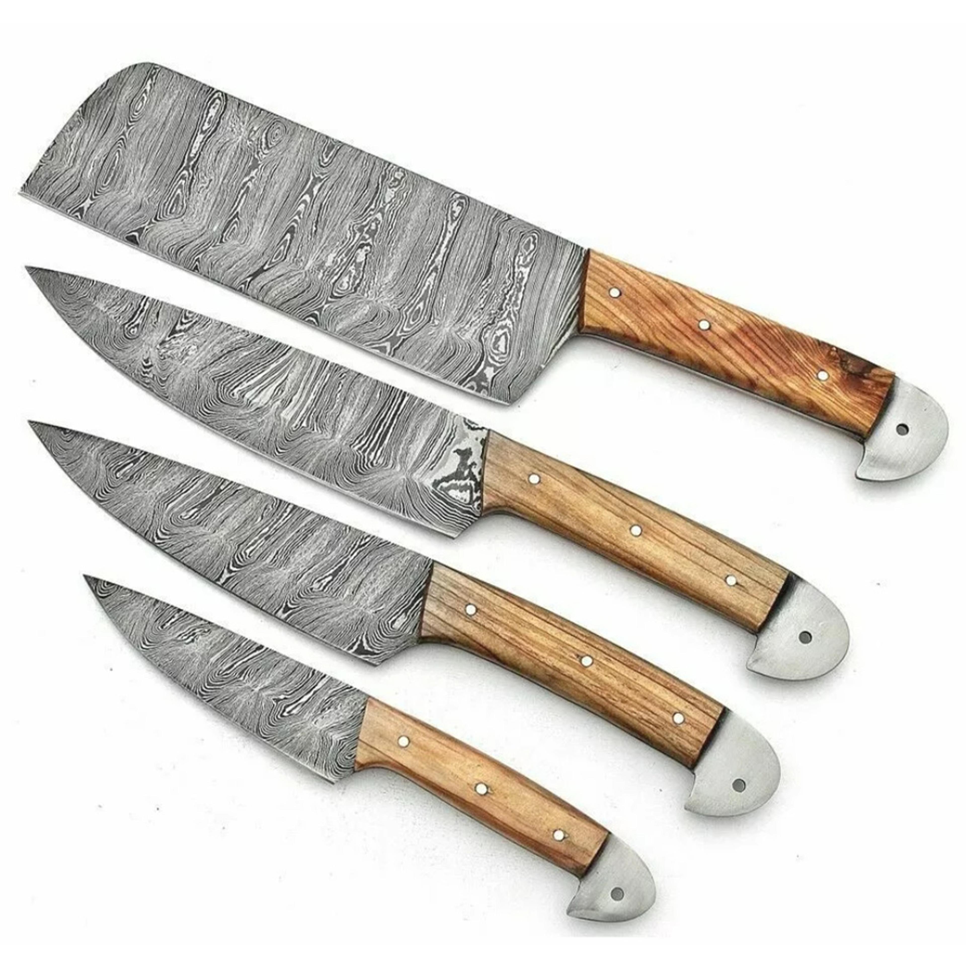 hand-forged damascus steel chef knife set | 5-piece professional kitchen collection | razor-sharp blades