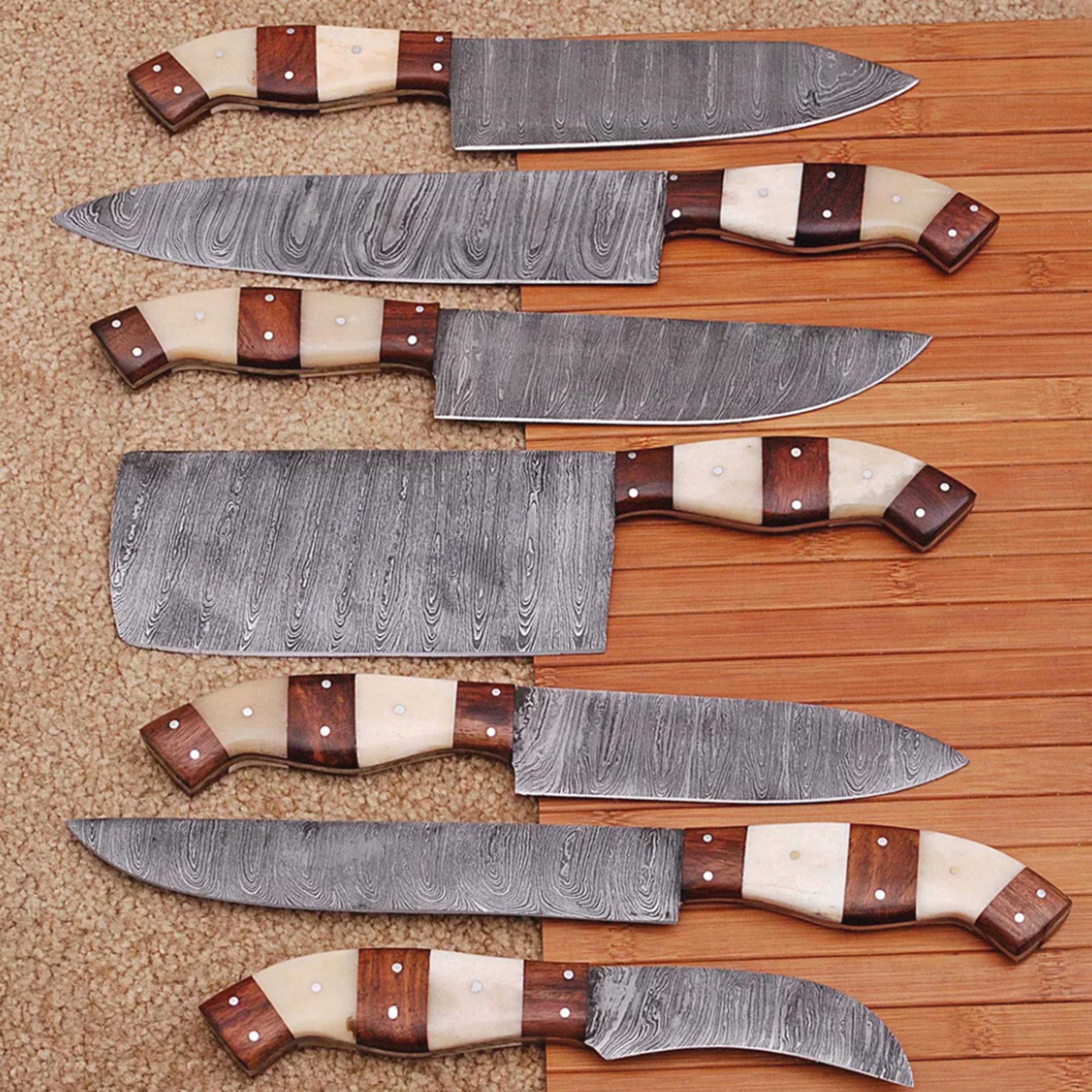 custom handmade hand forged damascus steel chef knife sets